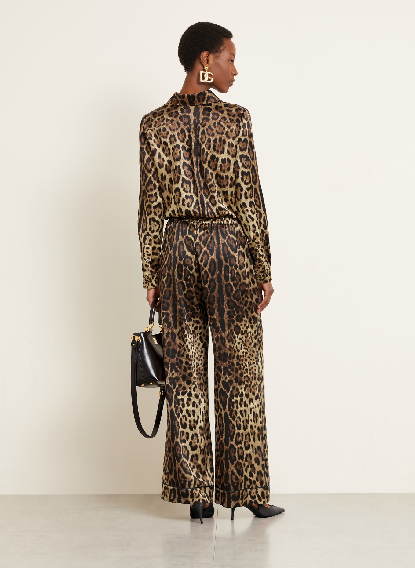 DOLCE & GABBANA Hemdbluse aus Seide: BRAUN / GOLD / DUNKELBRAUN