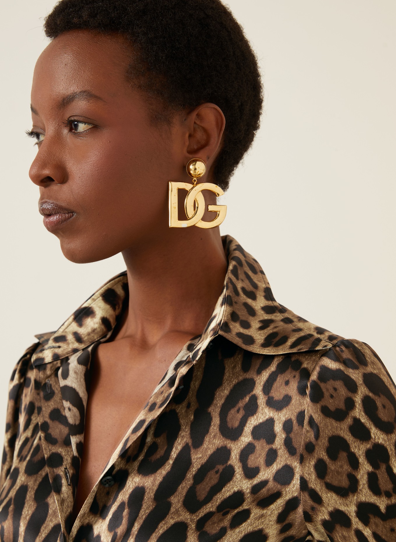 DOLCE & GABBANA Hemdbluse aus Seide: BRAUN / GOLD / DUNKELBRAUN