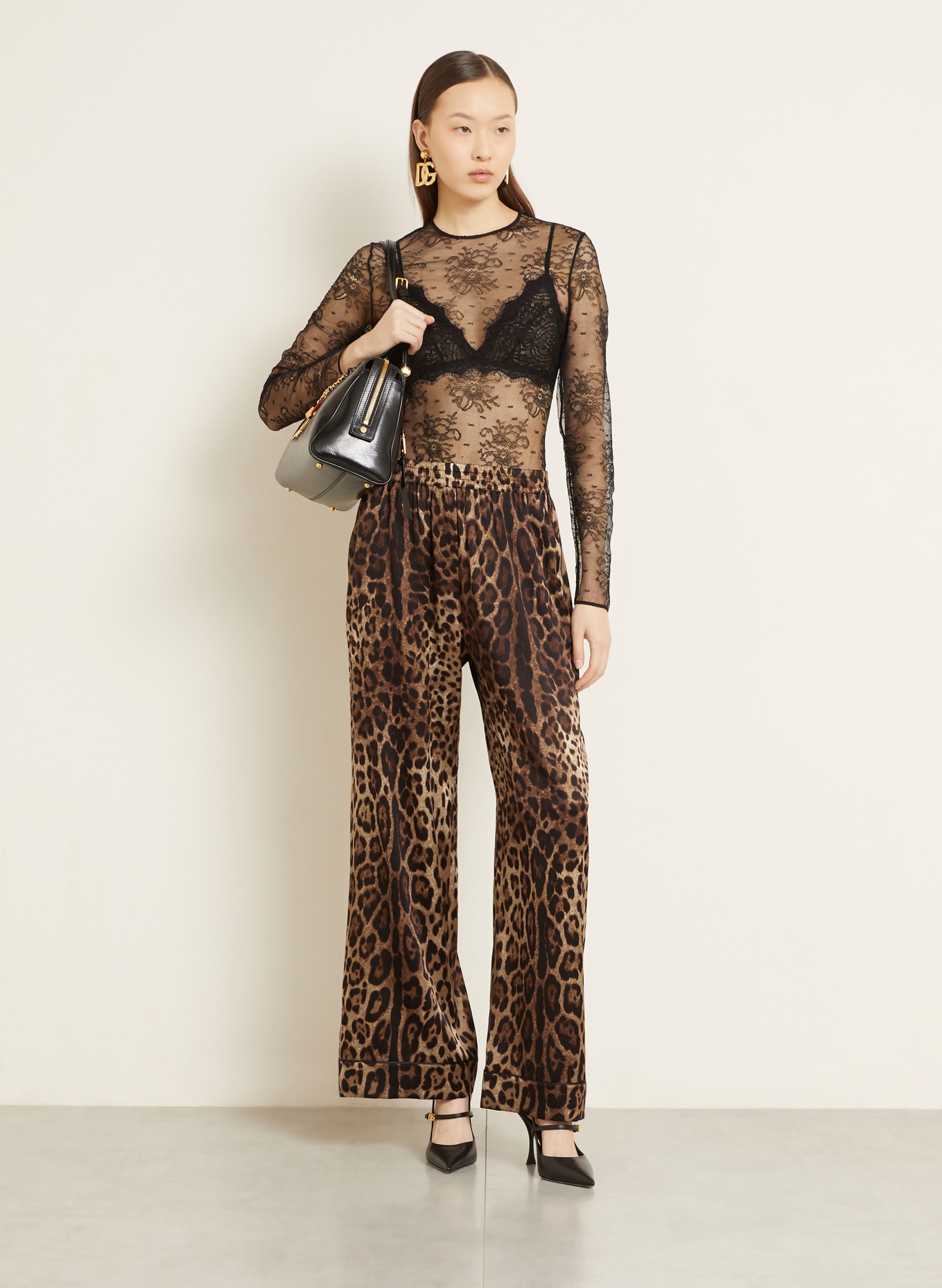 DOLCE & GABBANA Seidenhose: BRAUN / HELLBRAUN / DUNKELBRAUN