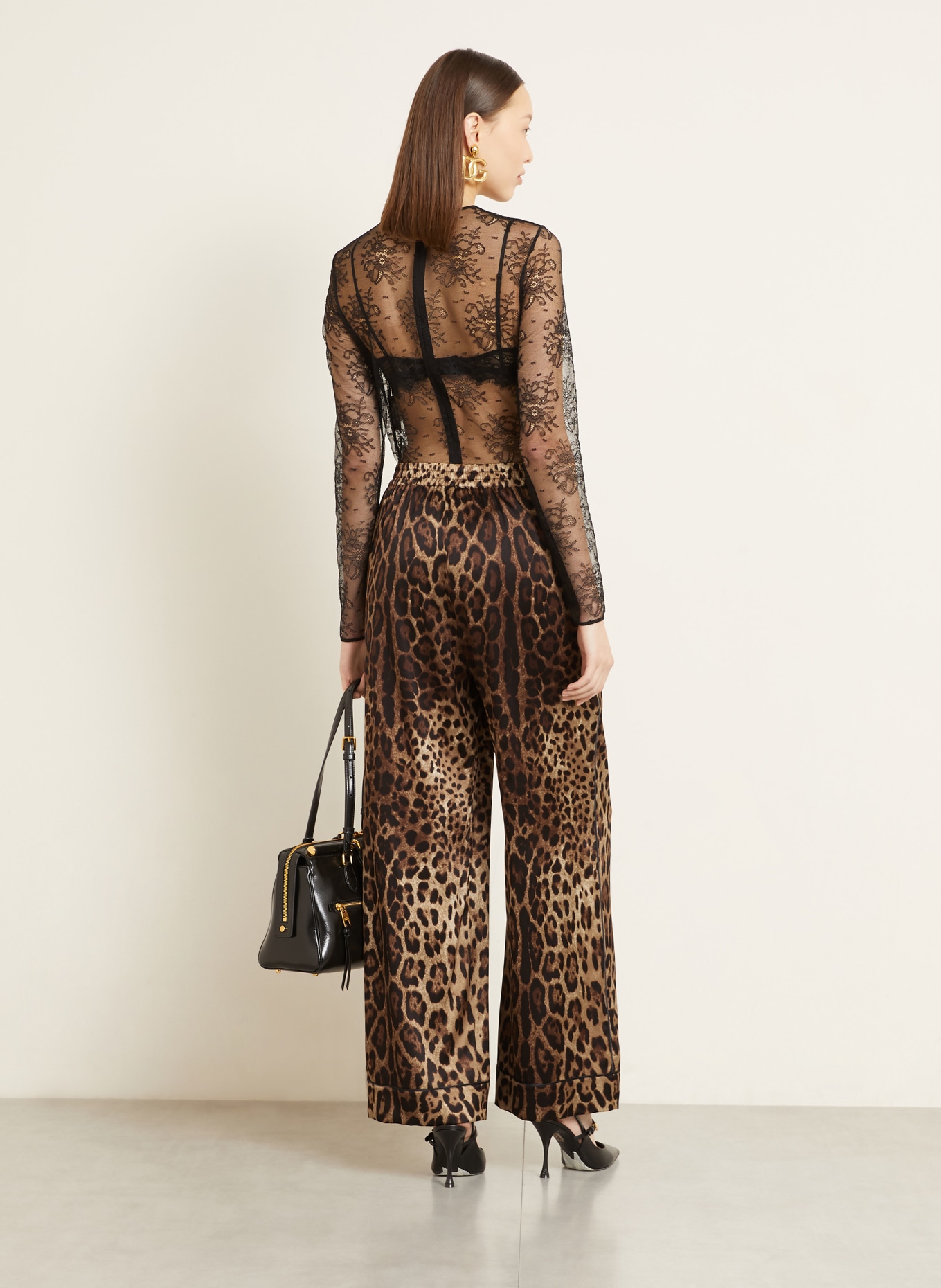 DOLCE & GABBANA Seidenhose: BRAUN / HELLBRAUN / DUNKELBRAUN