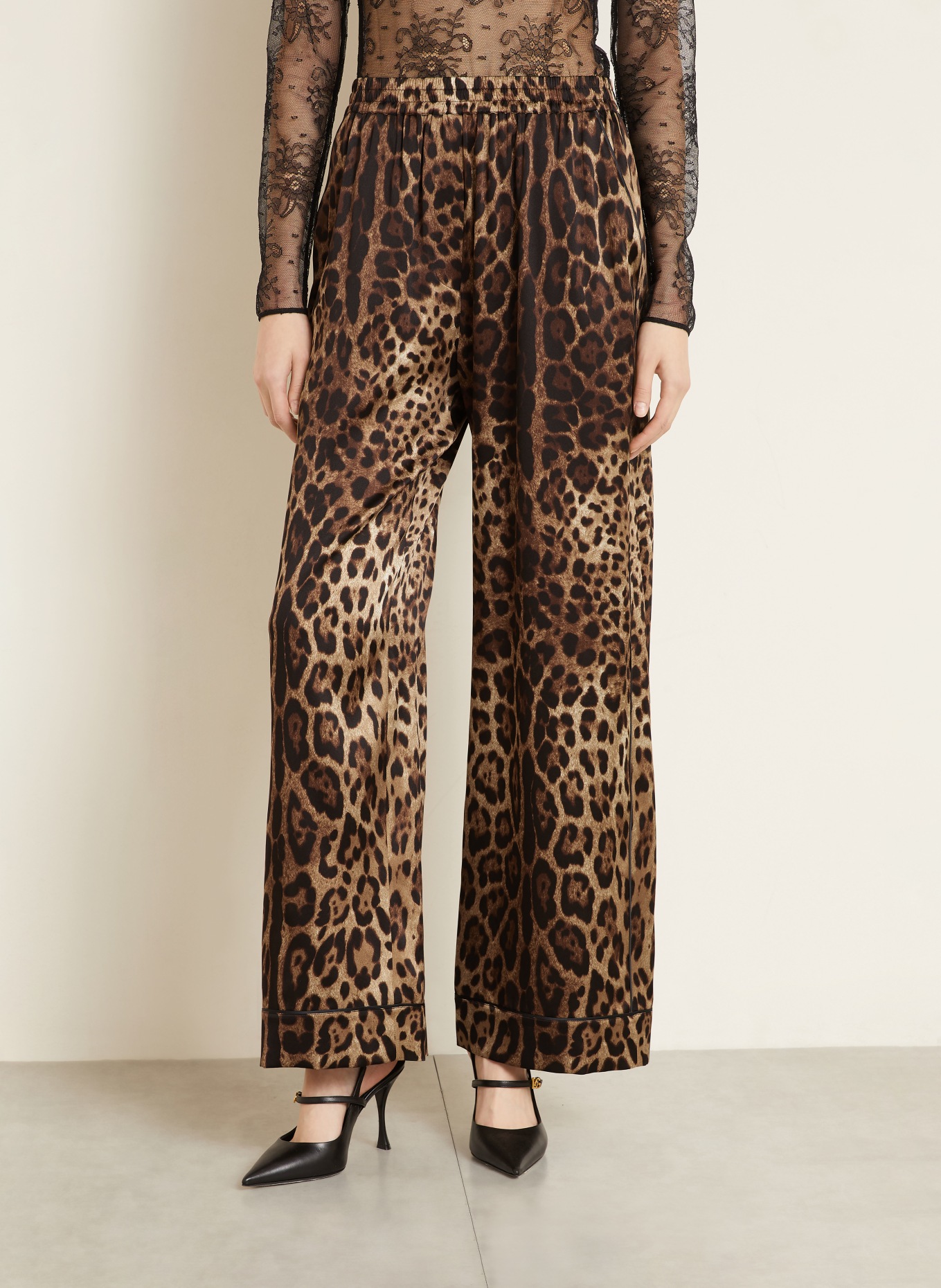 DOLCE & GABBANA Seidenhose: BRAUN / HELLBRAUN / DUNKELBRAUN