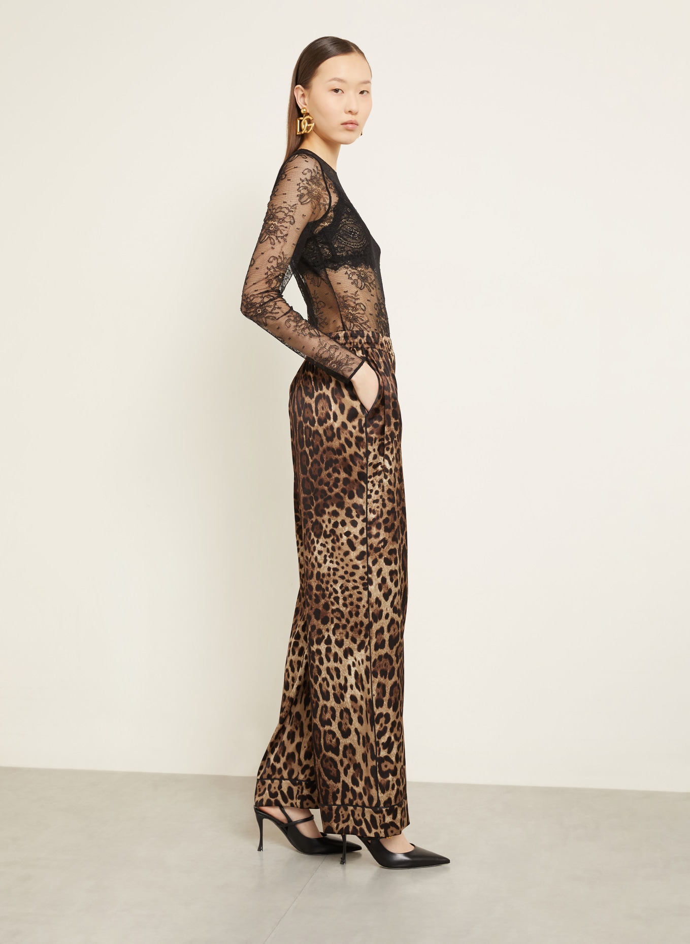 DOLCE & GABBANA Seidenhose: BRAUN / HELLBRAUN / DUNKELBRAUN