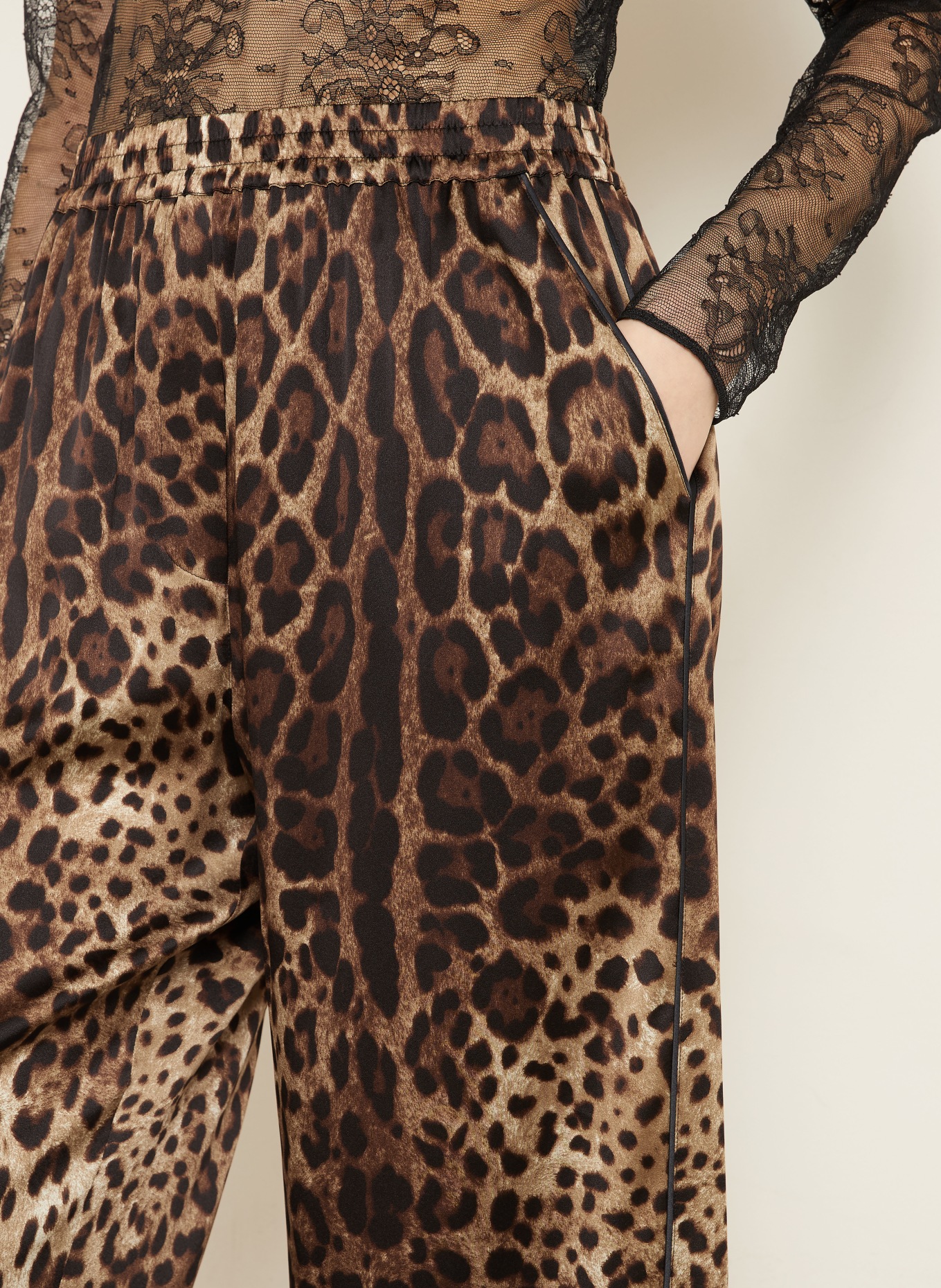 DOLCE & GABBANA Seidenhose: BRAUN / HELLBRAUN / DUNKELBRAUN