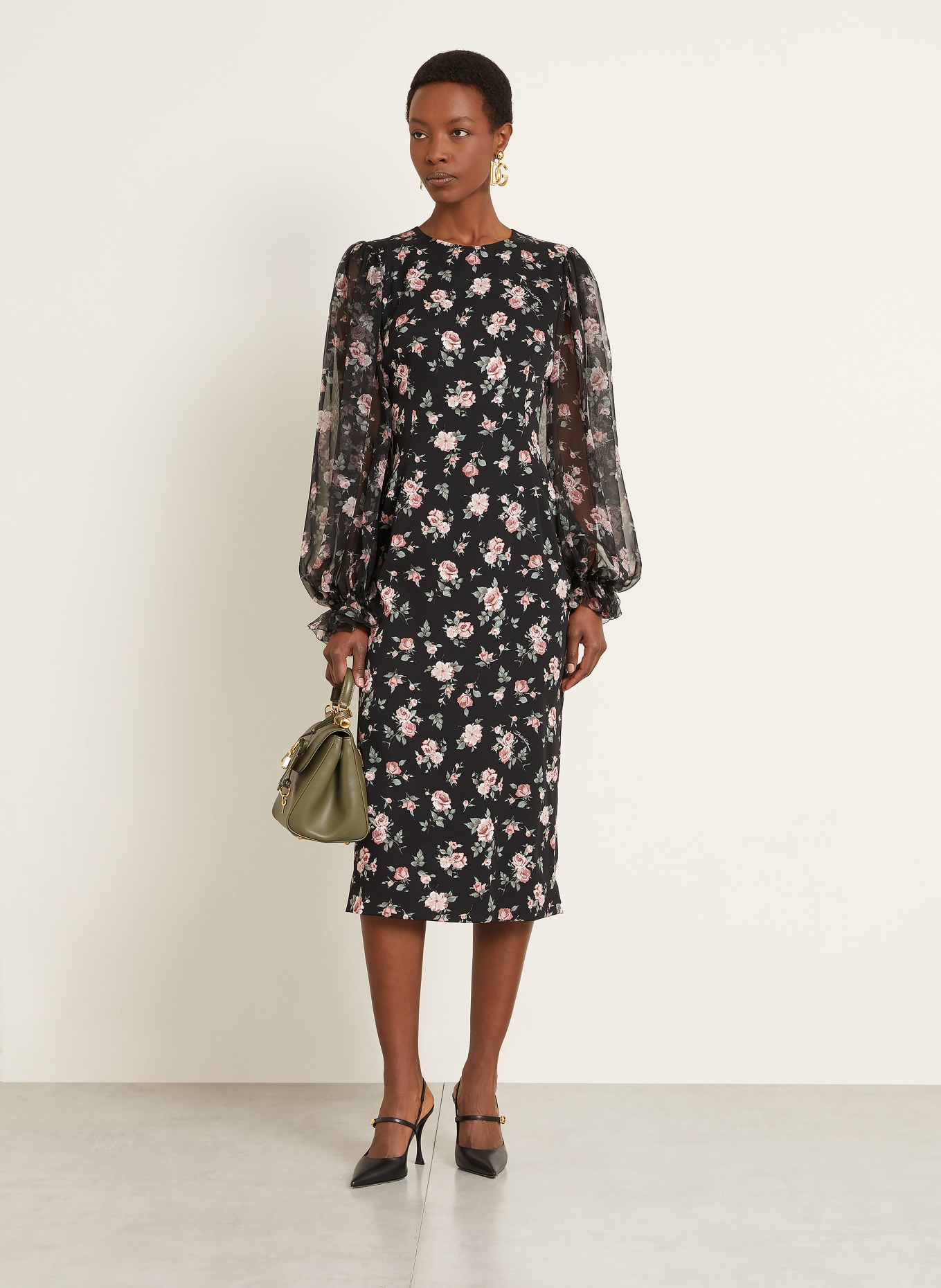 DOLCE & GABBANA hedvábné šaty: ČERNÁ / STARORŮŽOVÁ / ZELENÁ