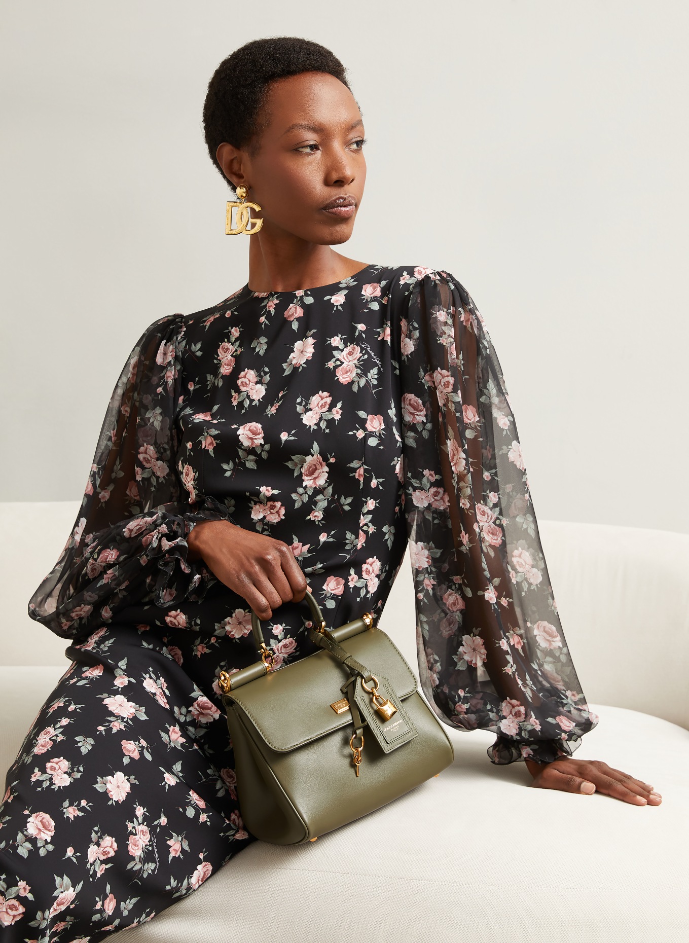 DOLCE & GABBANA hedvábné šaty: ČERNÁ / STARORŮŽOVÁ / ZELENÁ