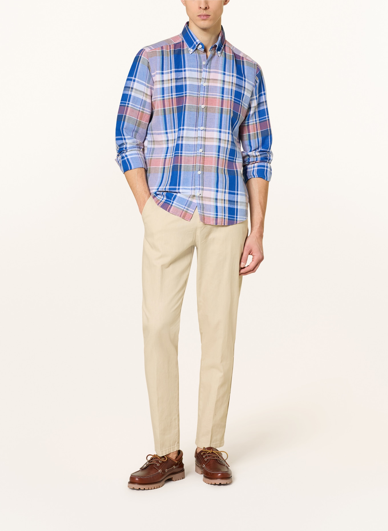 STROKESMAN'S Regular fit shirt: BLUE / LIGHT RED / KHAKI