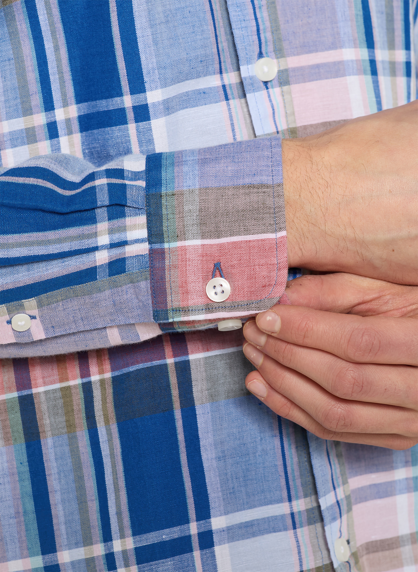 STROKESMAN'S Regular fit shirt: BLUE / LIGHT RED / KHAKI