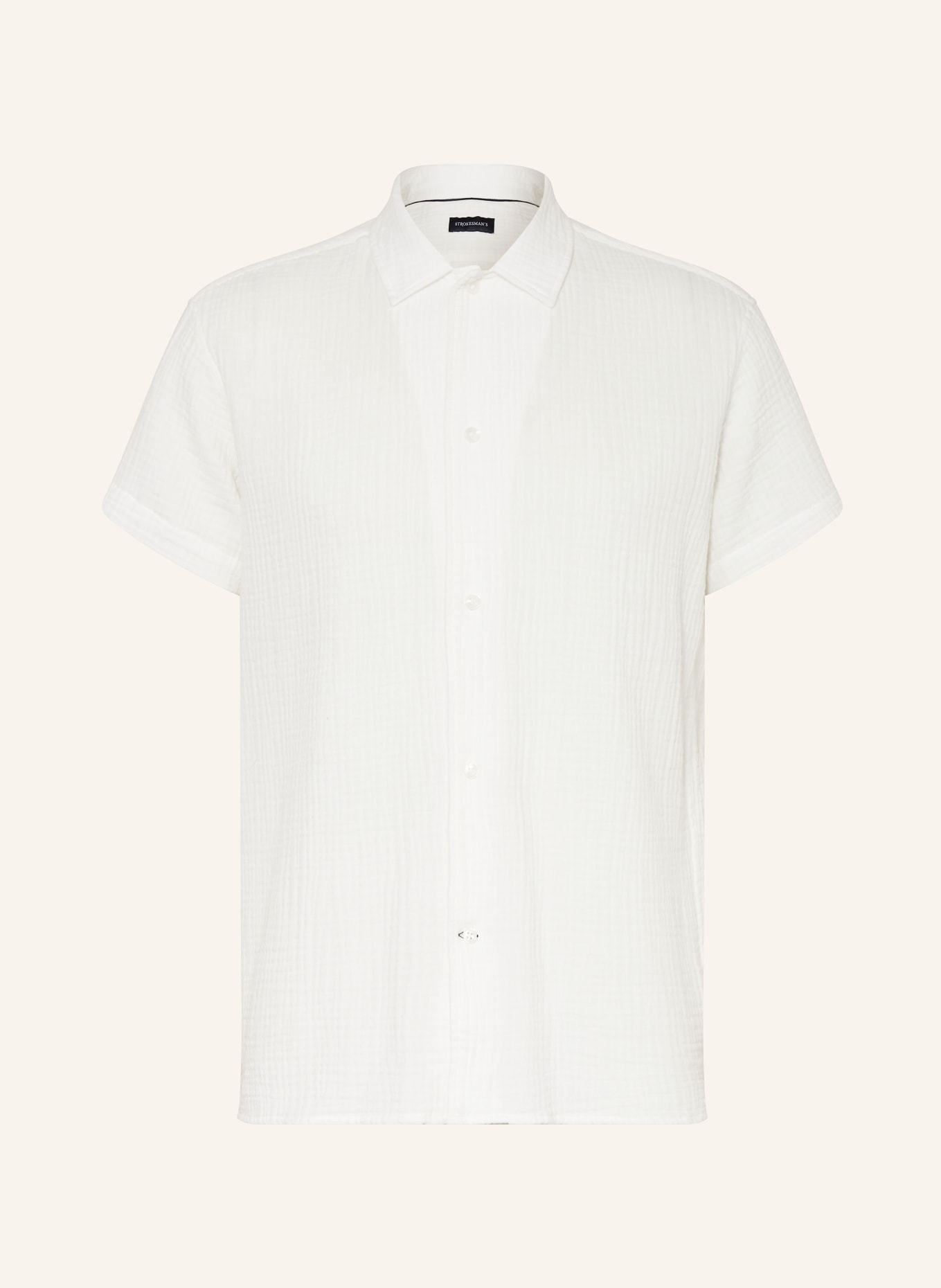 STROKESMAN'S Resorthemd Comfort Fit aus Musselin: WEISS