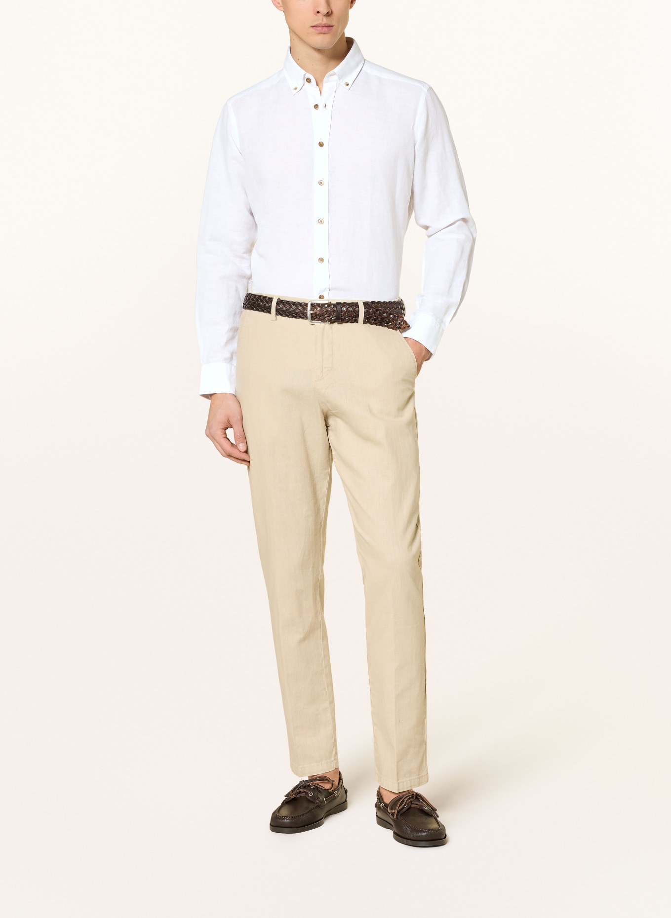 STROKESMAN'S Košile Regular Fit s lnem: BÍLÁ