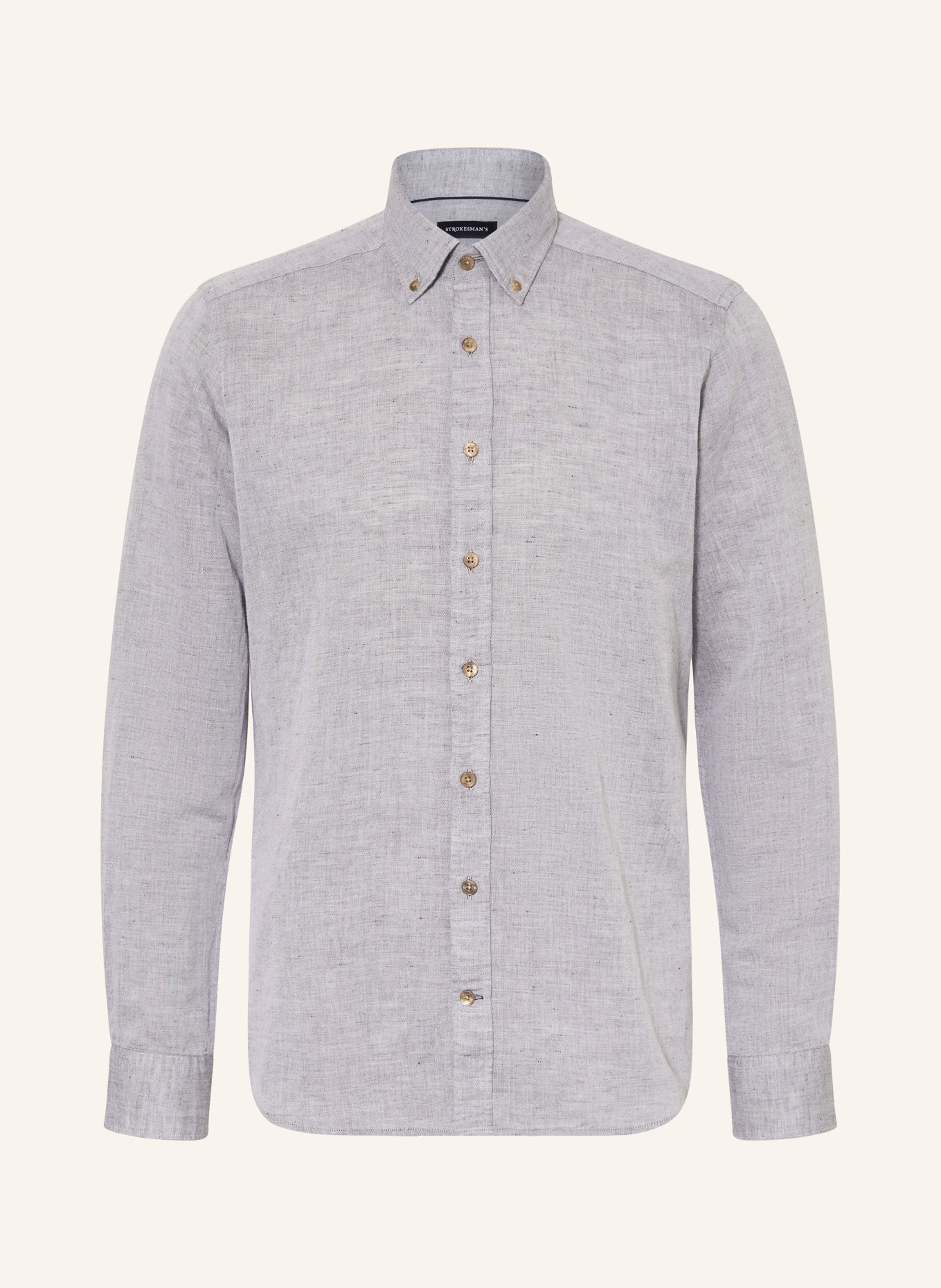 STROKESMAN'S Košile Regular Fit s lnem: OLIVOVÁ