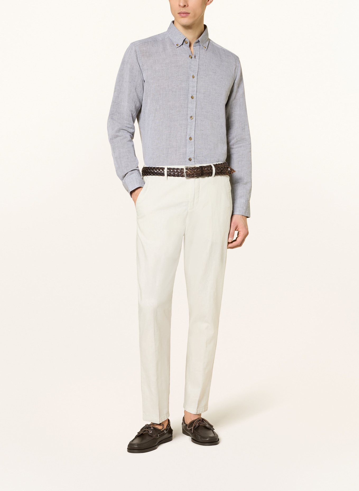 STROKESMAN'S Košile Regular Fit s lnem: OLIVOVÁ