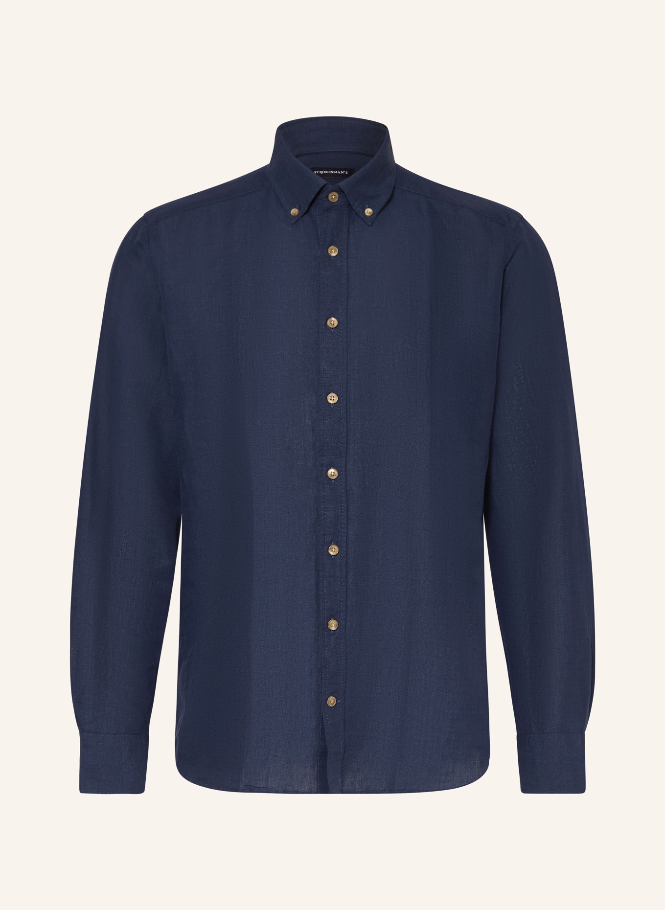 STROKESMAN'S Košile Regular Fit s lnem: TMAVĚ MODRÁ