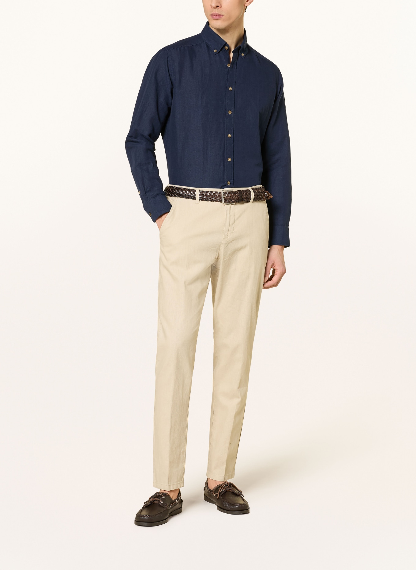 STROKESMAN'S Košile Regular Fit s lnem: TMAVĚ MODRÁ