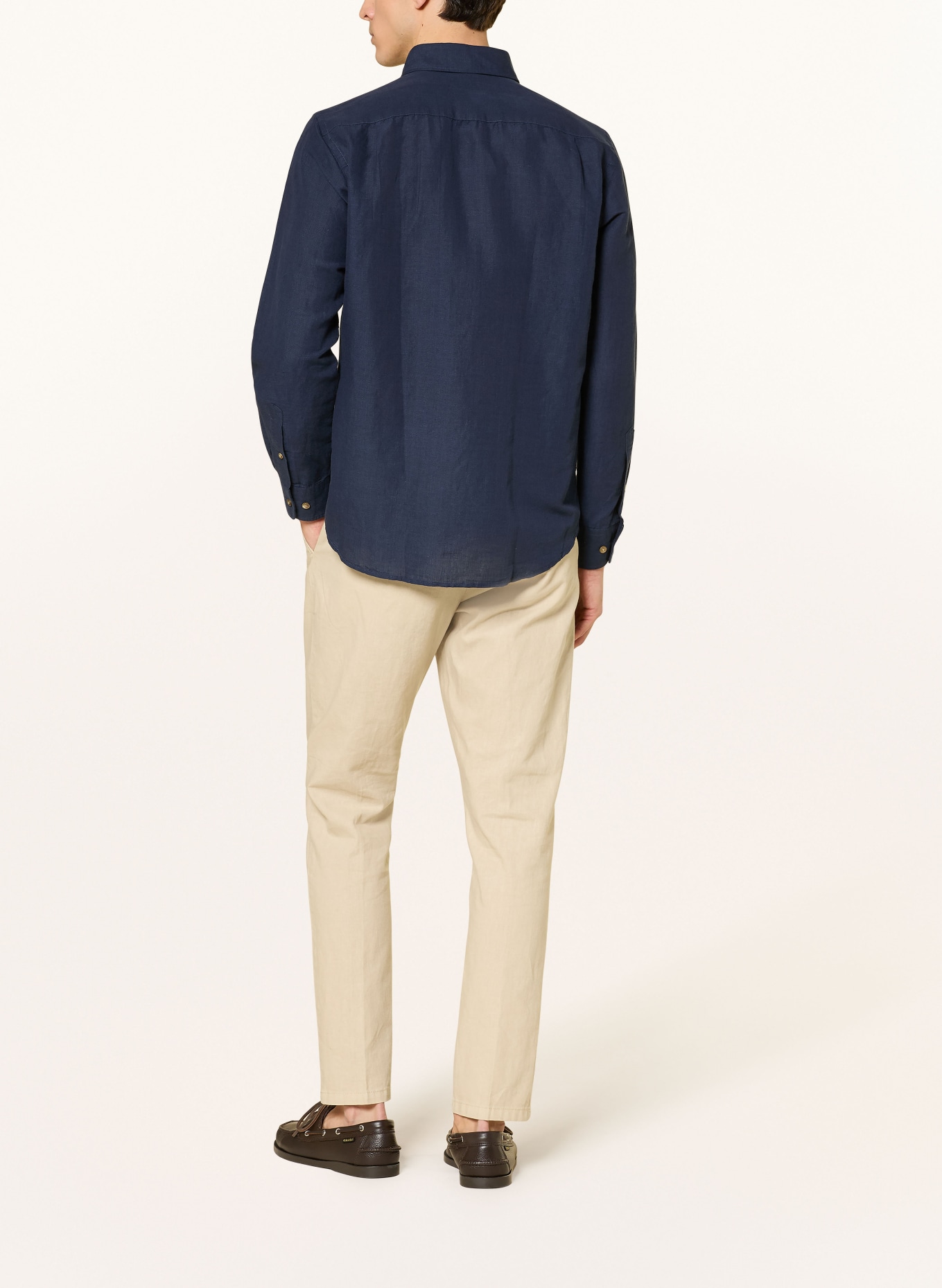 STROKESMAN'S Košile Regular Fit s lnem: TMAVĚ MODRÁ