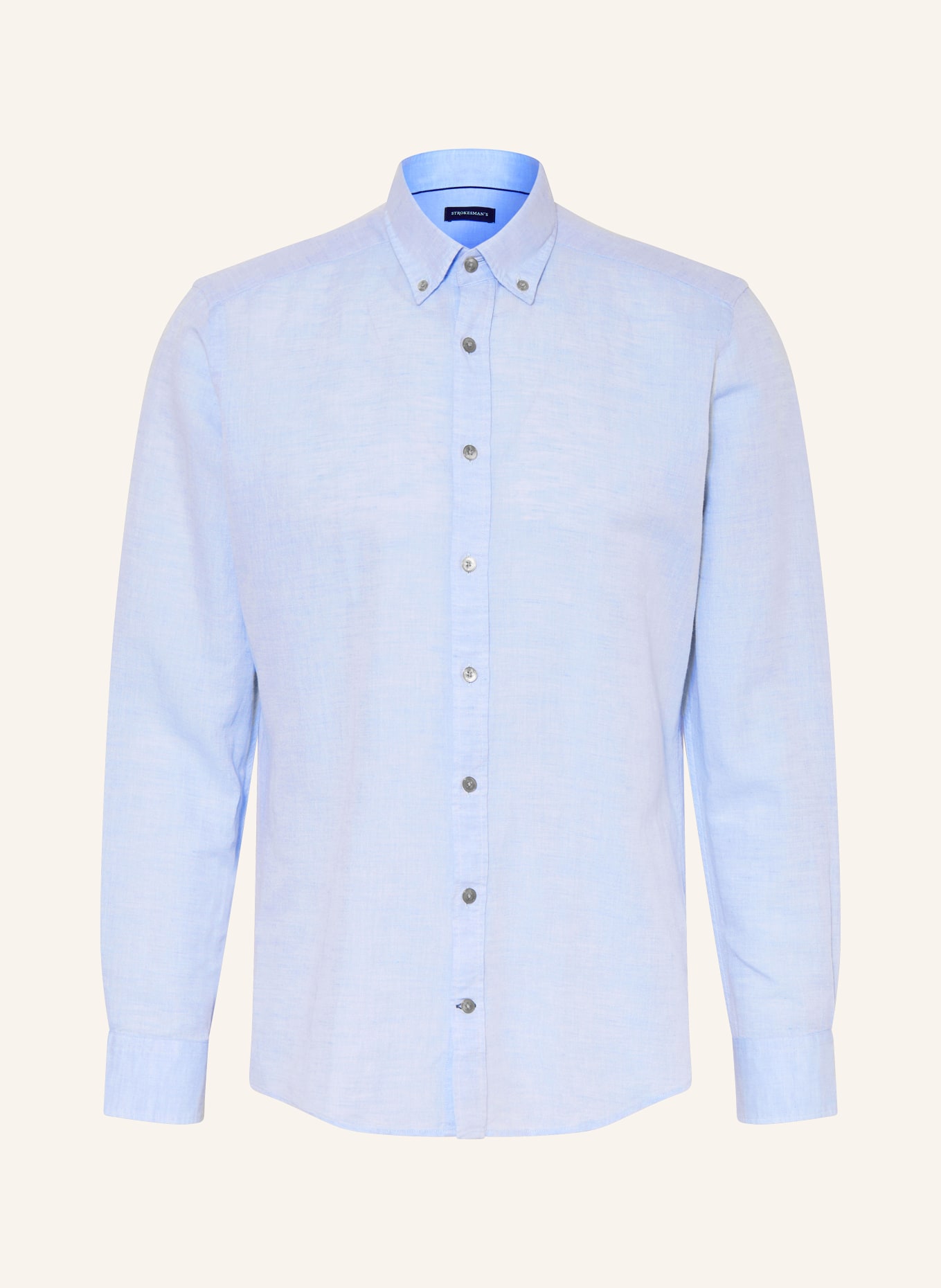 STROKESMAN'S Regular fit shirt with linen: LIGHT BLUE