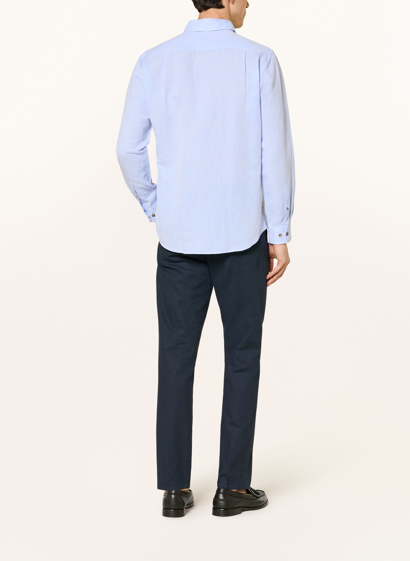 STROKESMAN'S Regular fit shirt with linen: LIGHT BLUE