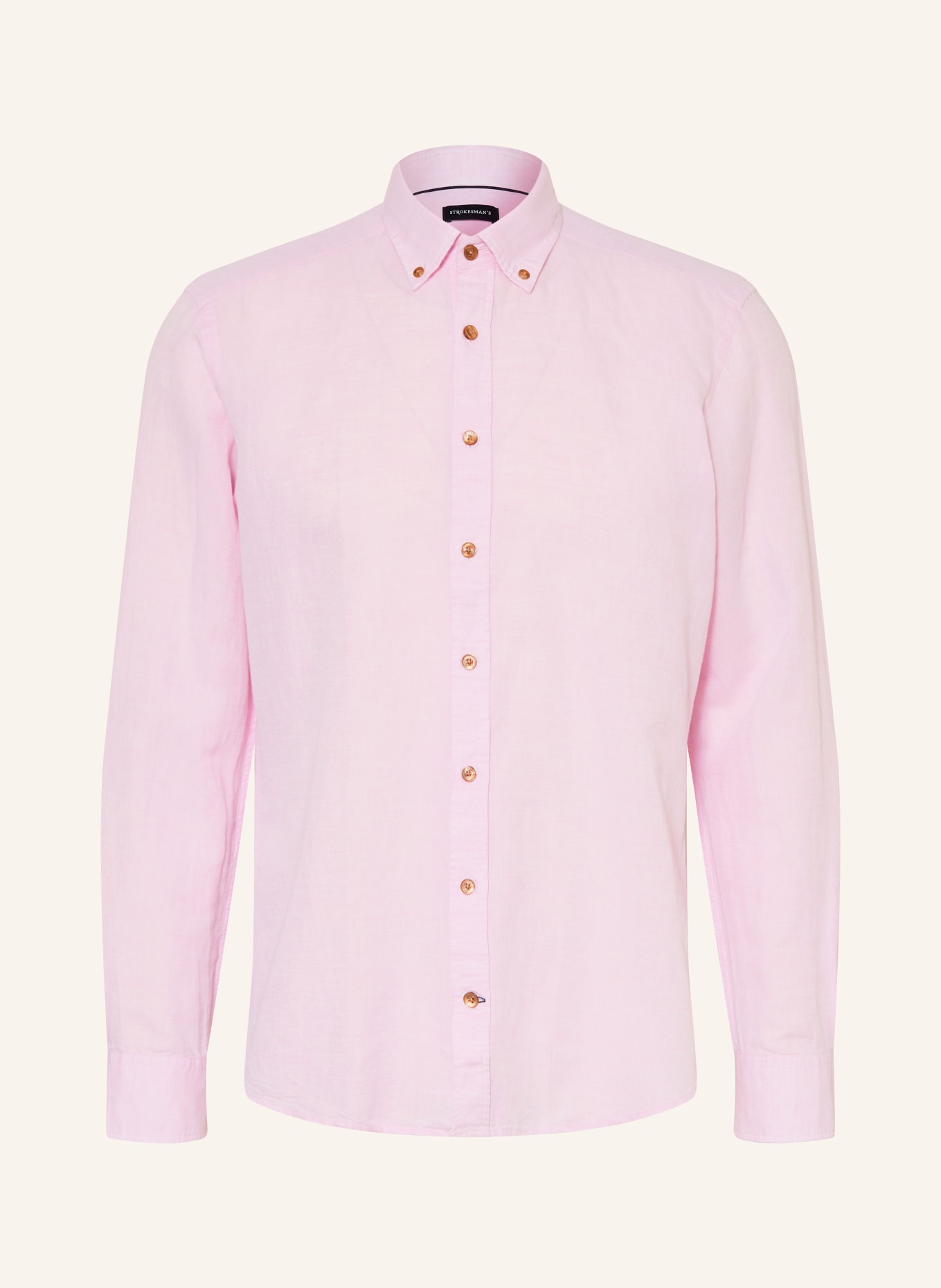 STROKESMAN'S Hemd Regular Fit mit Leinen: ROSÉ