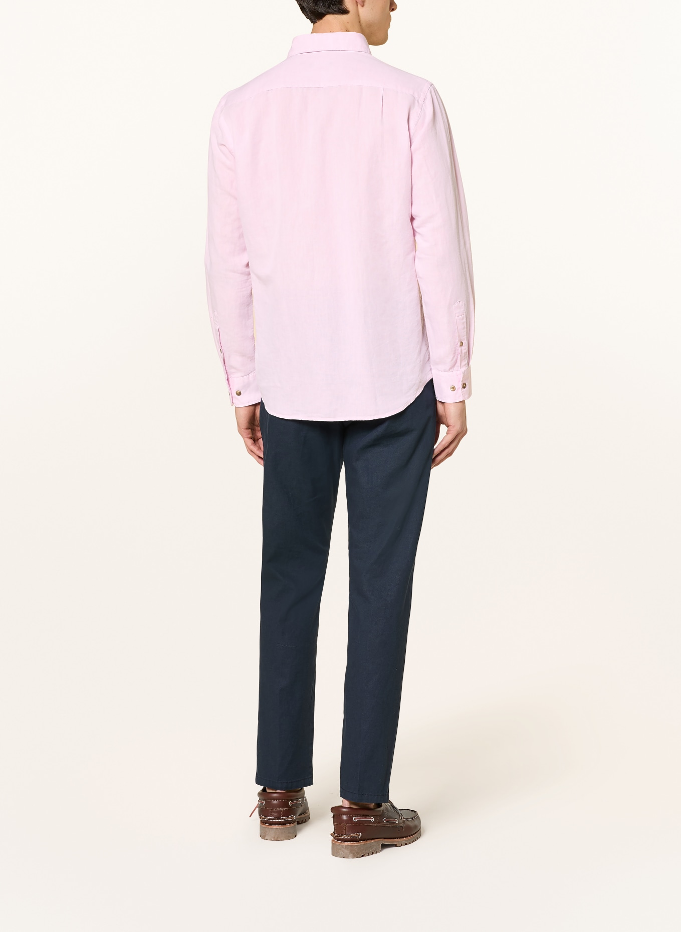 STROKESMAN'S Hemd Regular Fit mit Leinen: ROSÉ