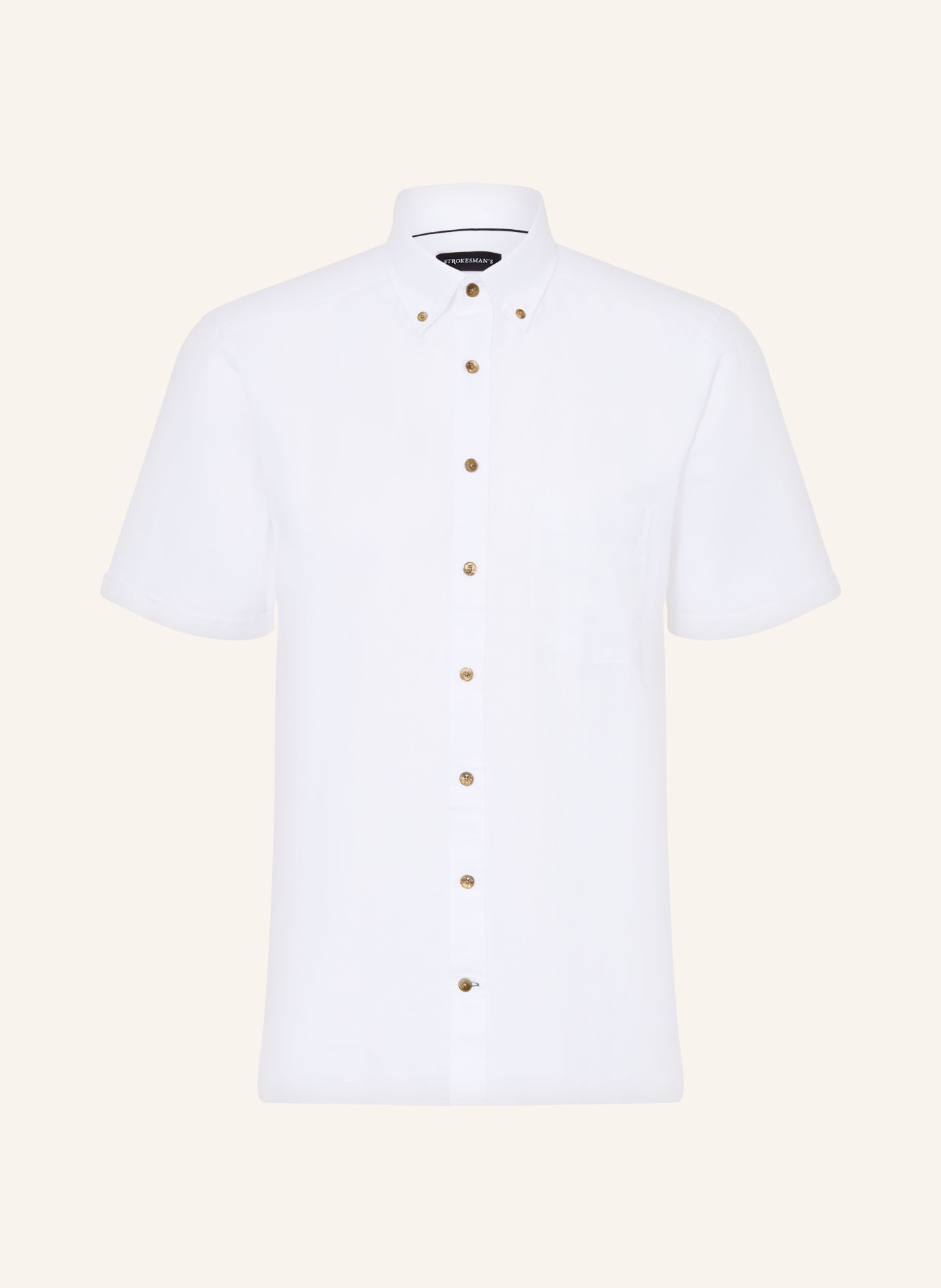 STROKESMAN'S Košile s krátkým rukávem Comfort Fit s lnem: BÍLÁ