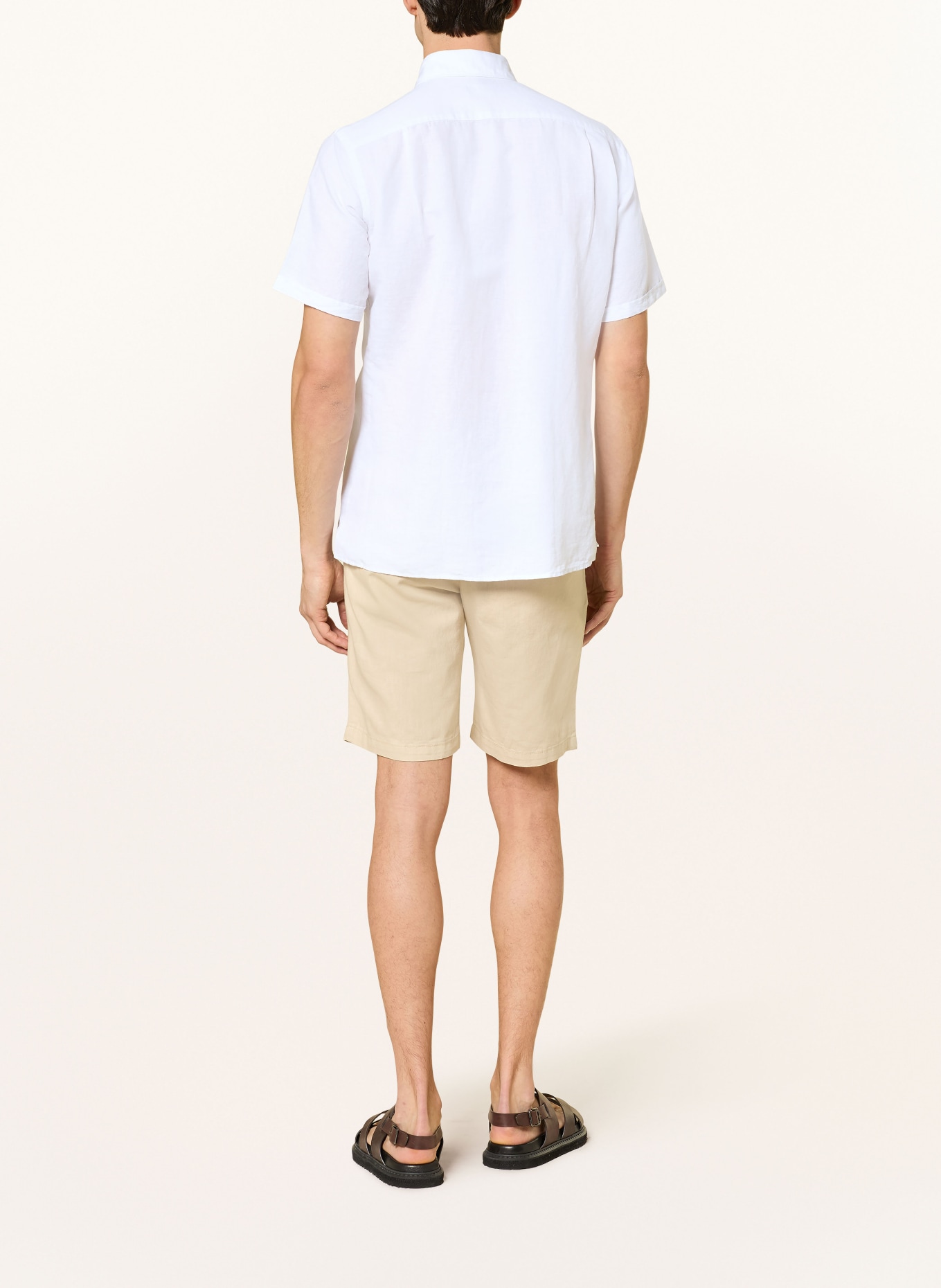 STROKESMAN'S Košile s krátkým rukávem Comfort Fit s lnem: BÍLÁ