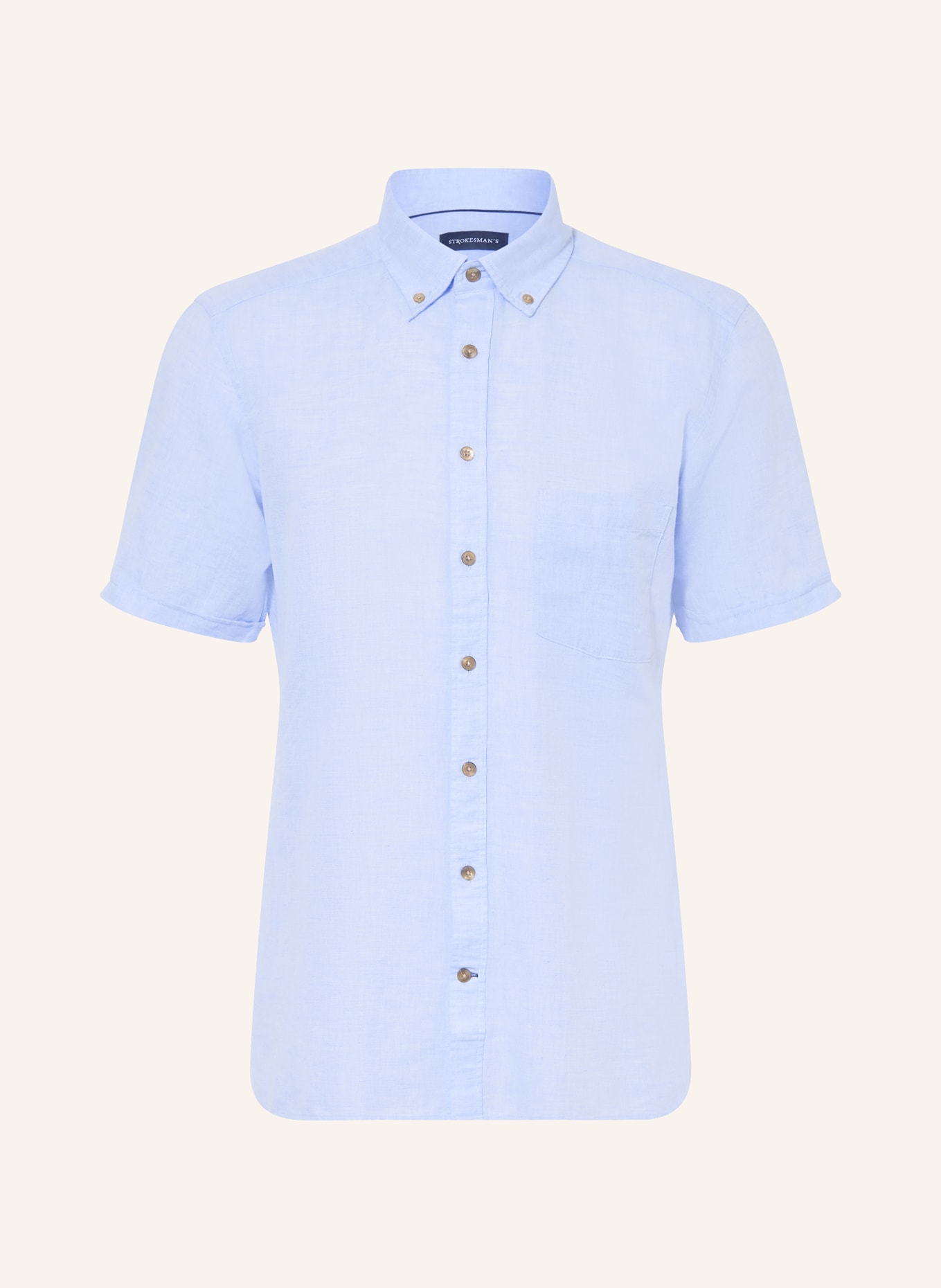 STROKESMAN'S Košile s krátkým rukávem Comfort Fit s lnem: TMAVĚ MODRÁ