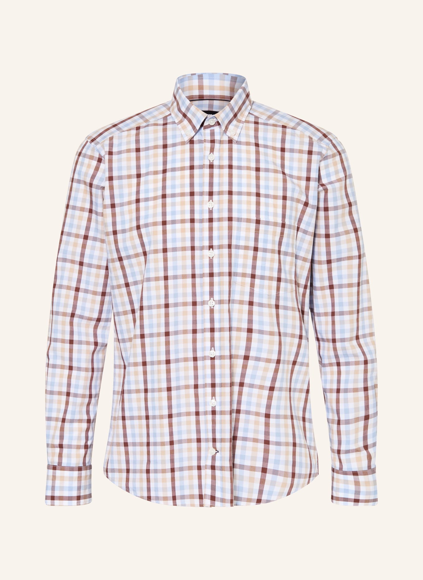 STROKESMAN'S Hemd Regular Fit: WEISS / BRAUN / BLAUGRAU