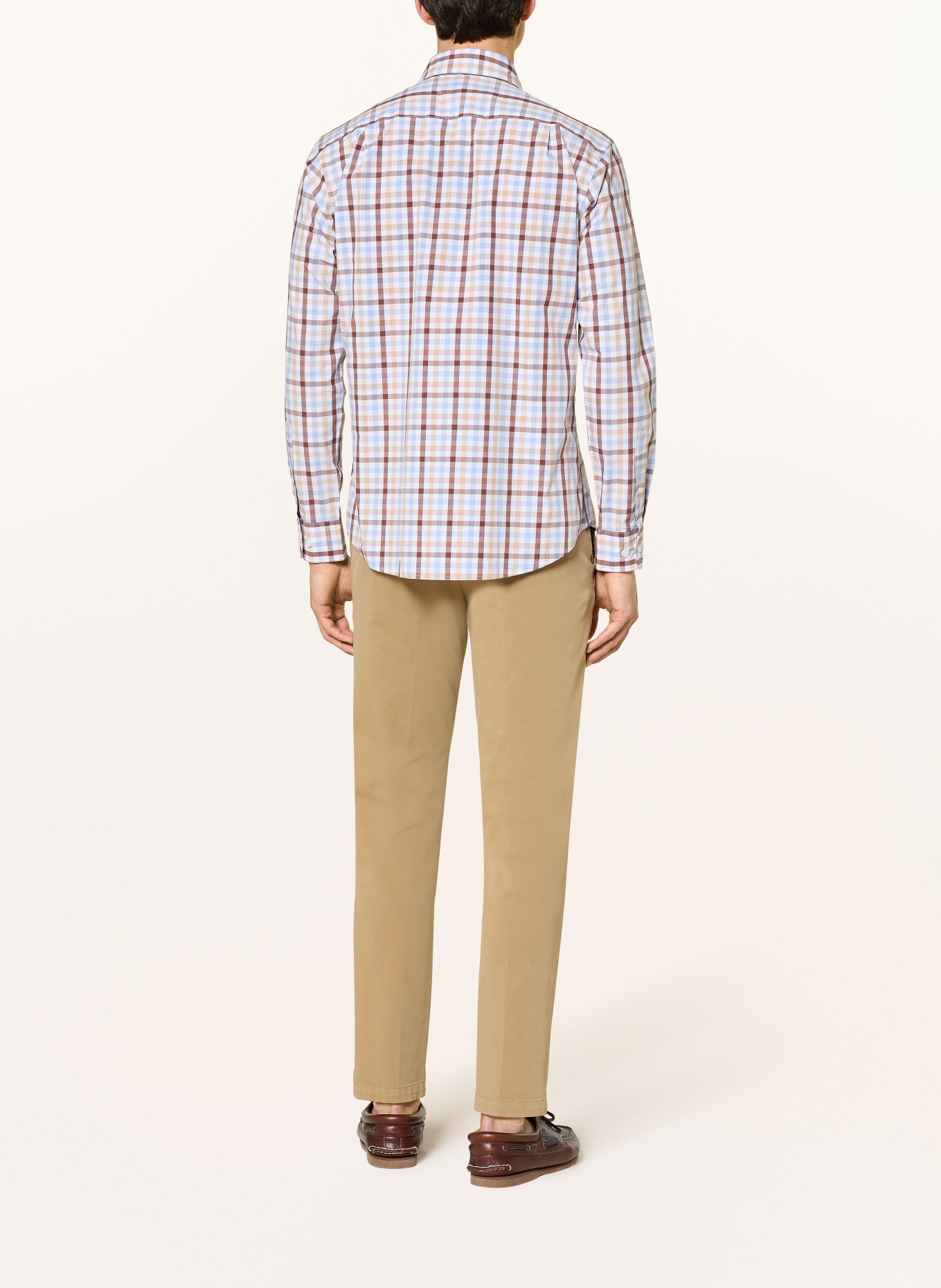 STROKESMAN'S Hemd Regular Fit: WEISS / BRAUN / BLAUGRAU