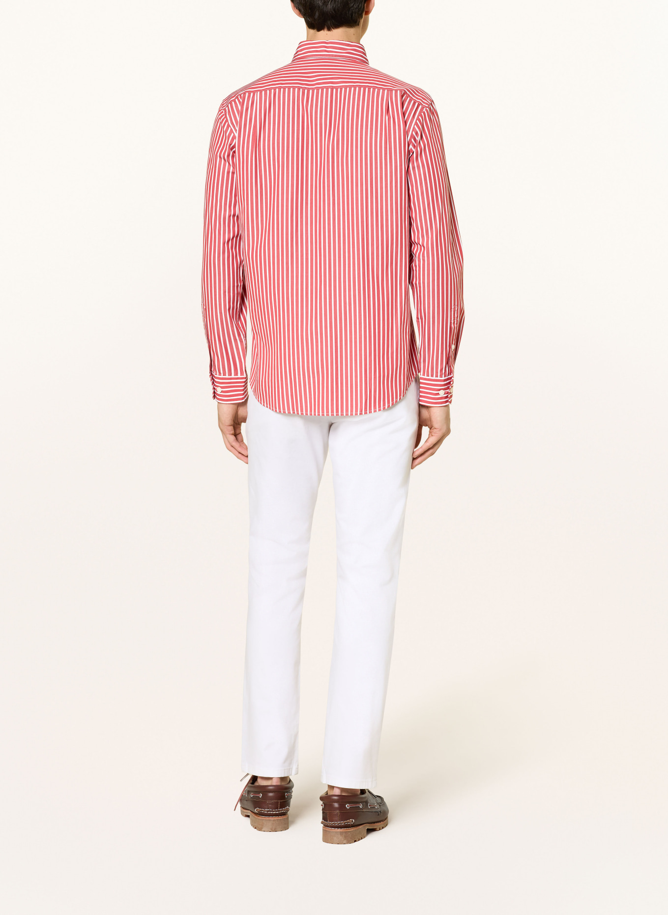 STROKESMAN'S Hemd Comfort Fit: HELLROT / WEISS