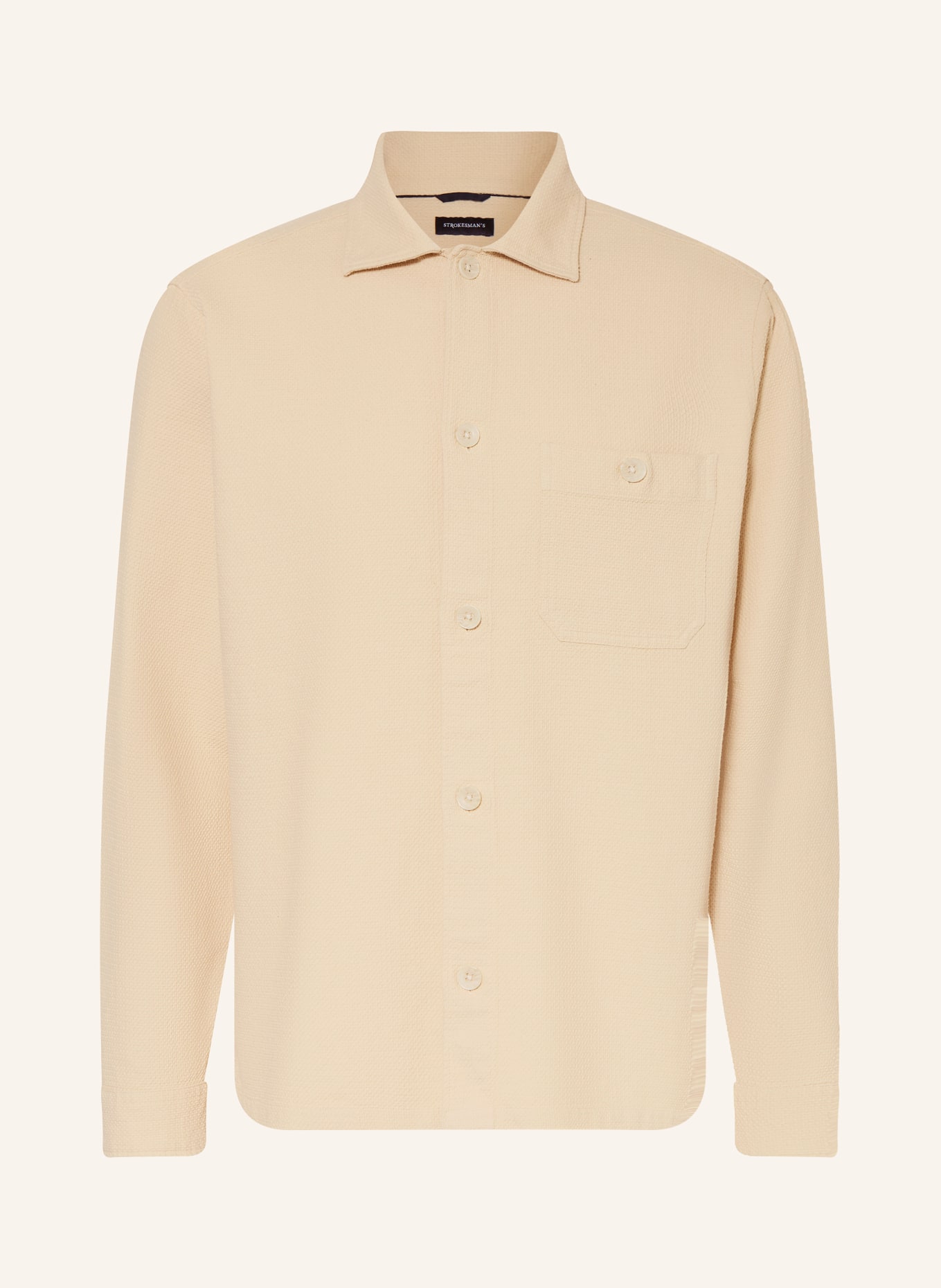 STROKESMAN'S Piqué-Hemd Comfort Fit: BEIGE