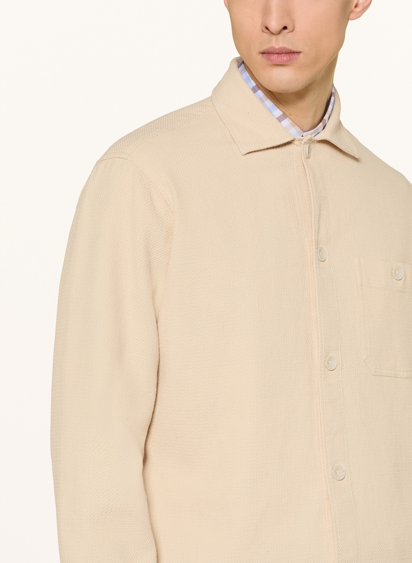 STROKESMAN'S Piqué-Hemd Comfort Fit: BEIGE