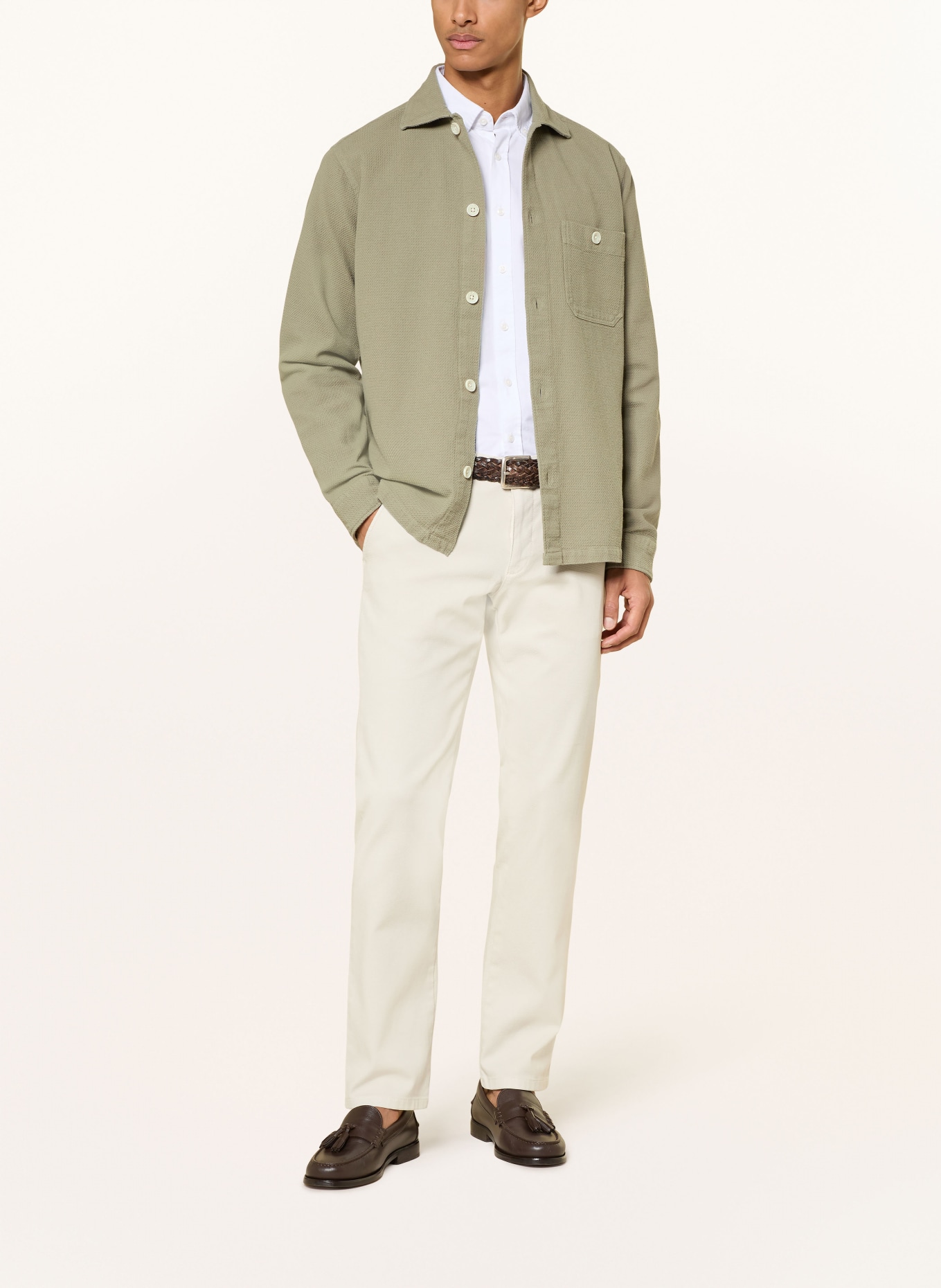STROKESMAN'S Piqué-Hemd Comfort Fit: KHAKI