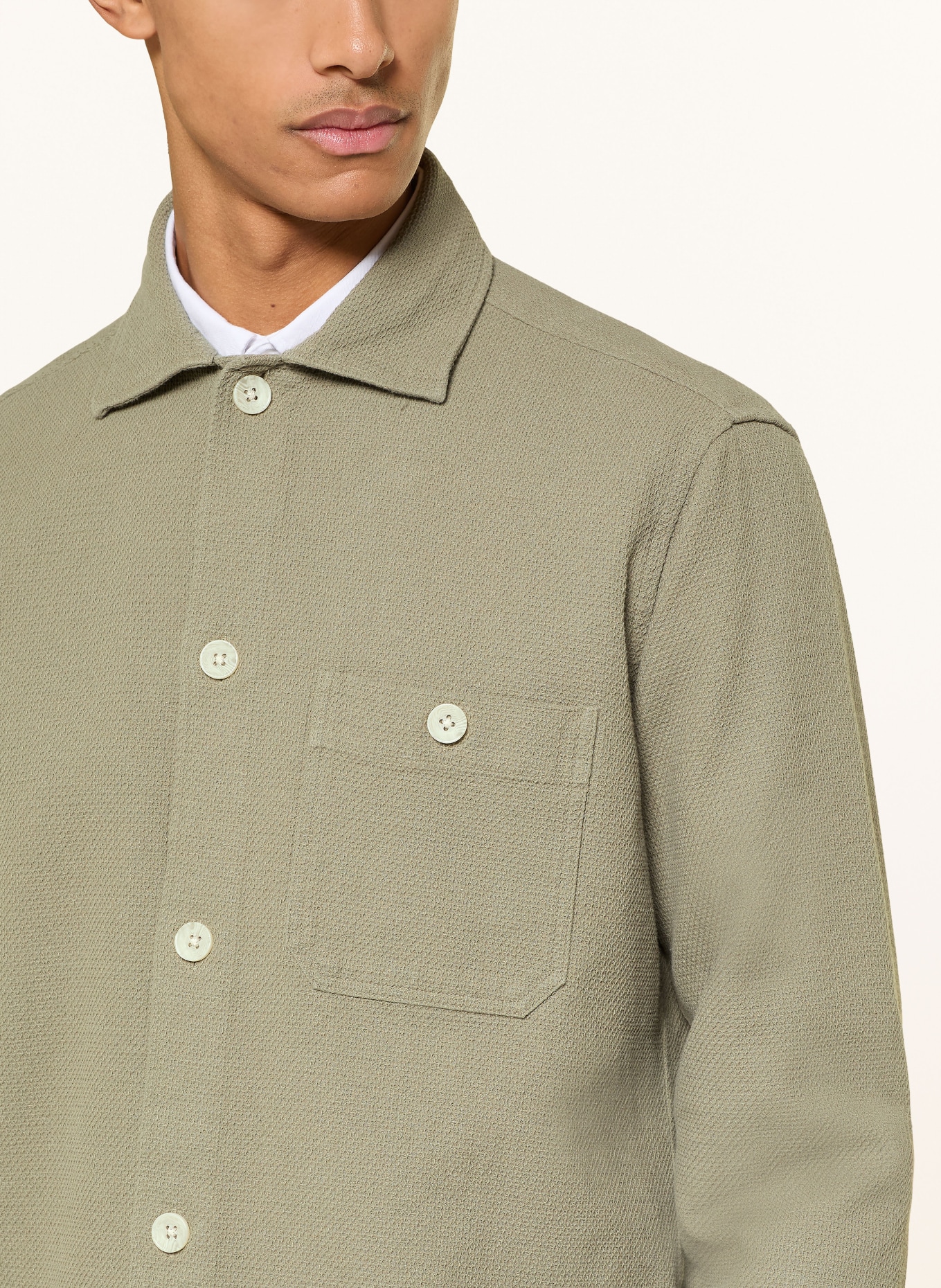 STROKESMAN'S Piqué-Hemd Comfort Fit: KHAKI