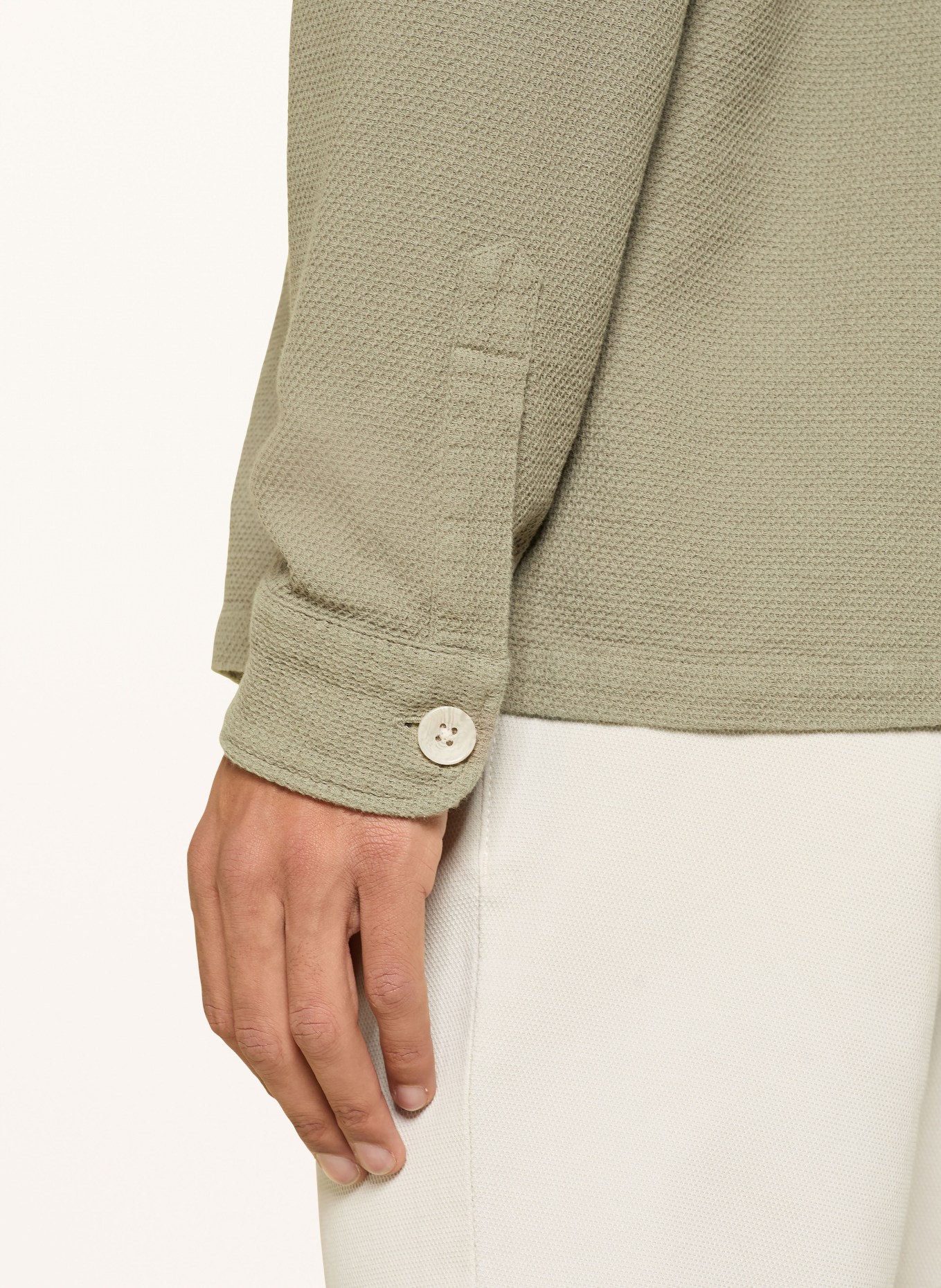 STROKESMAN'S Piqué-Hemd Comfort Fit: KHAKI