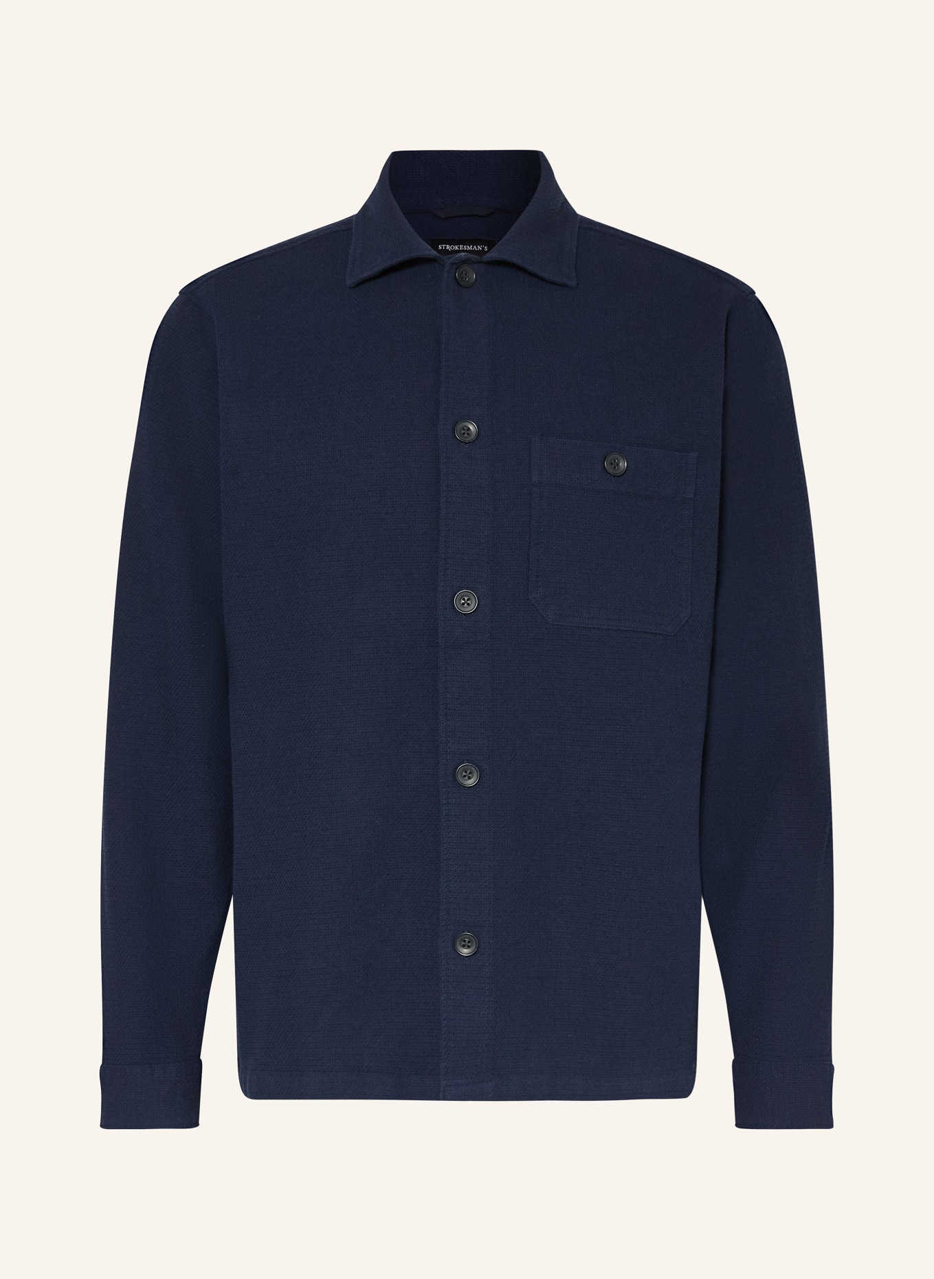 STROKESMAN'S Piqué-Hemd Comfort Fit: DUNKELBLAU