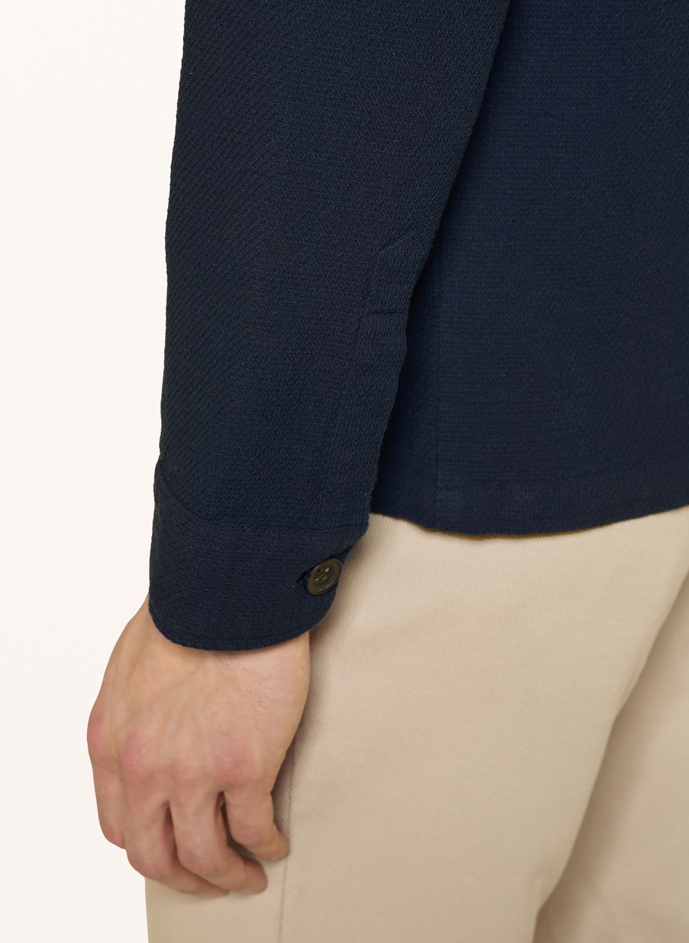 STROKESMAN'S Piqué-Hemd Comfort Fit: DUNKELBLAU