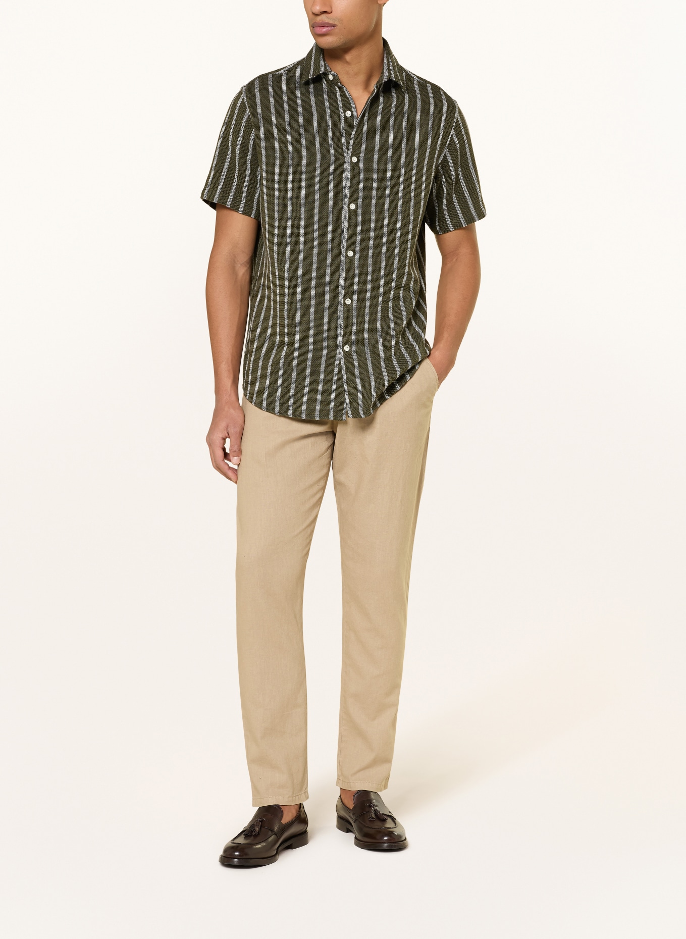 PAUL Chino Regular Fit s lnem: KHAKI