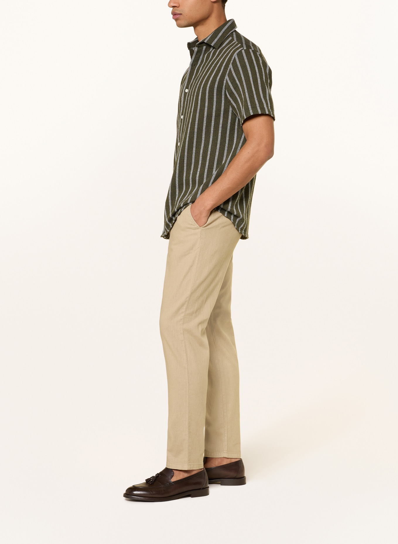 PAUL Chino Regular Fit s lnem: KHAKI