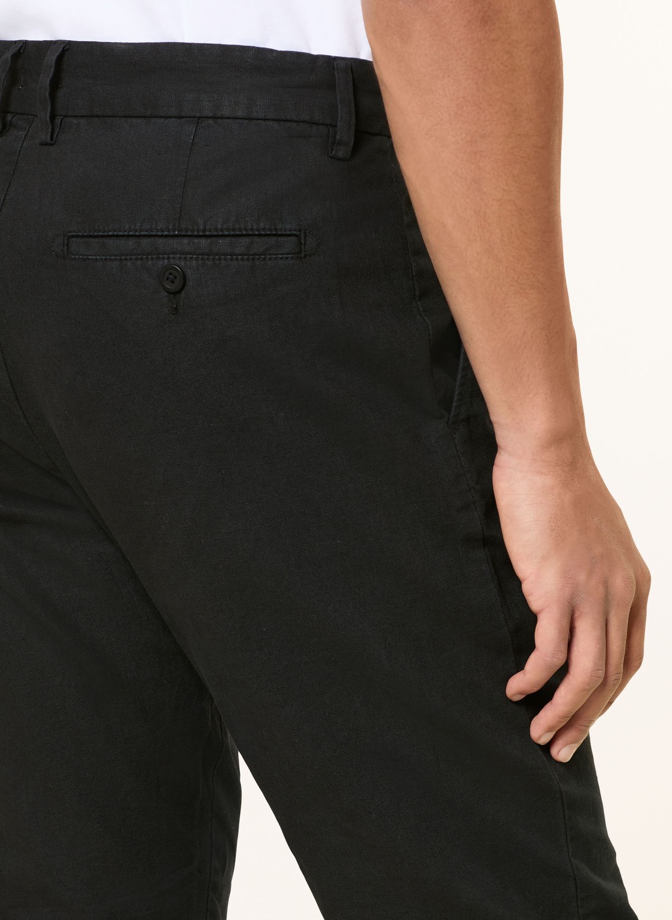 PAUL Chino Regular Fit mit Leinen: SCHWARZ