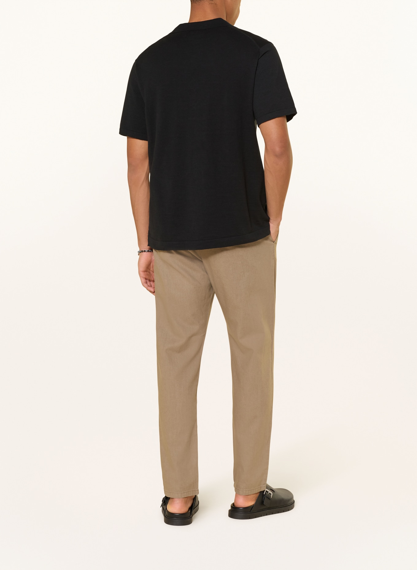 PAUL Chino Regular Fit mit Leinen: OLIV