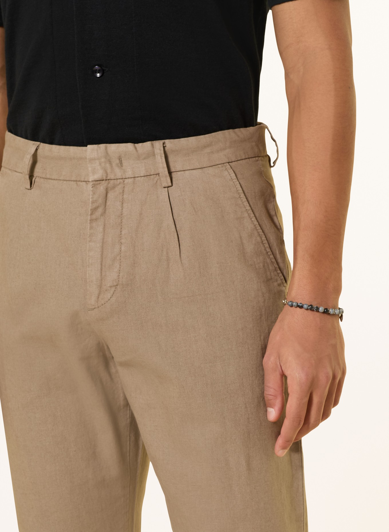 PAUL Chino Regular Fit mit Leinen: OLIV