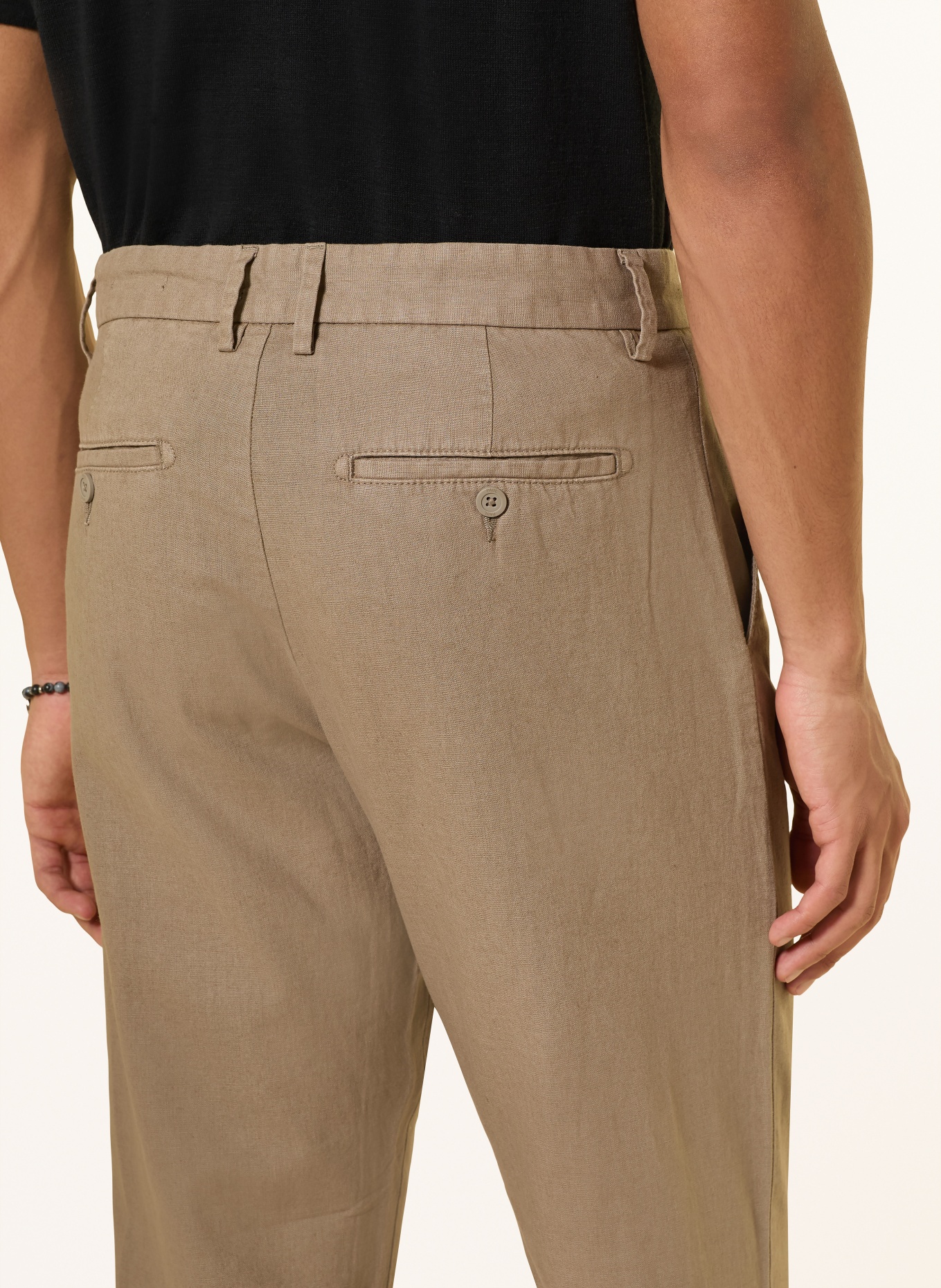 PAUL Chino Regular Fit mit Leinen: OLIV