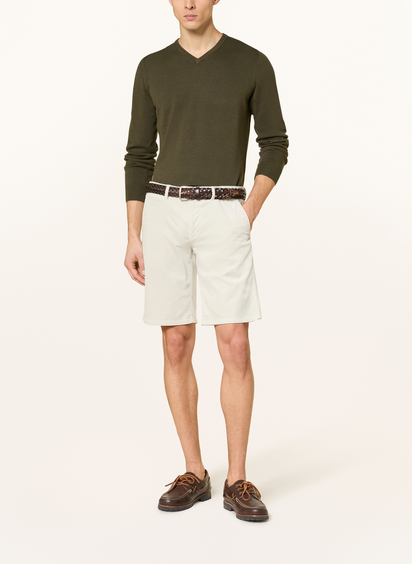 STROKESMAN'S Szorty chino Regular Fit z sztruksu: BEŻOWY