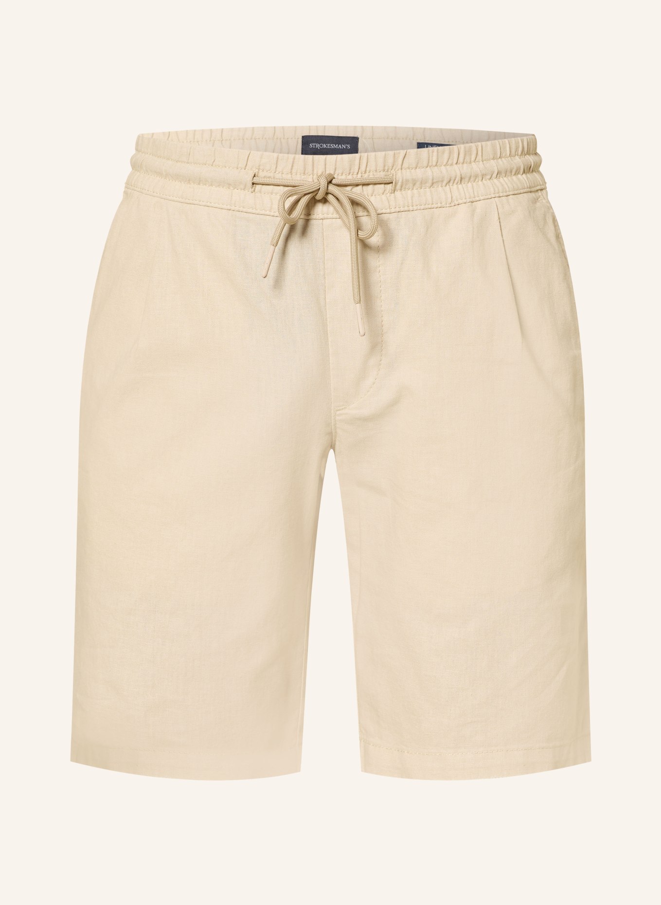 STROKESMAN'S Regular fit shorts with linen: CAMEL