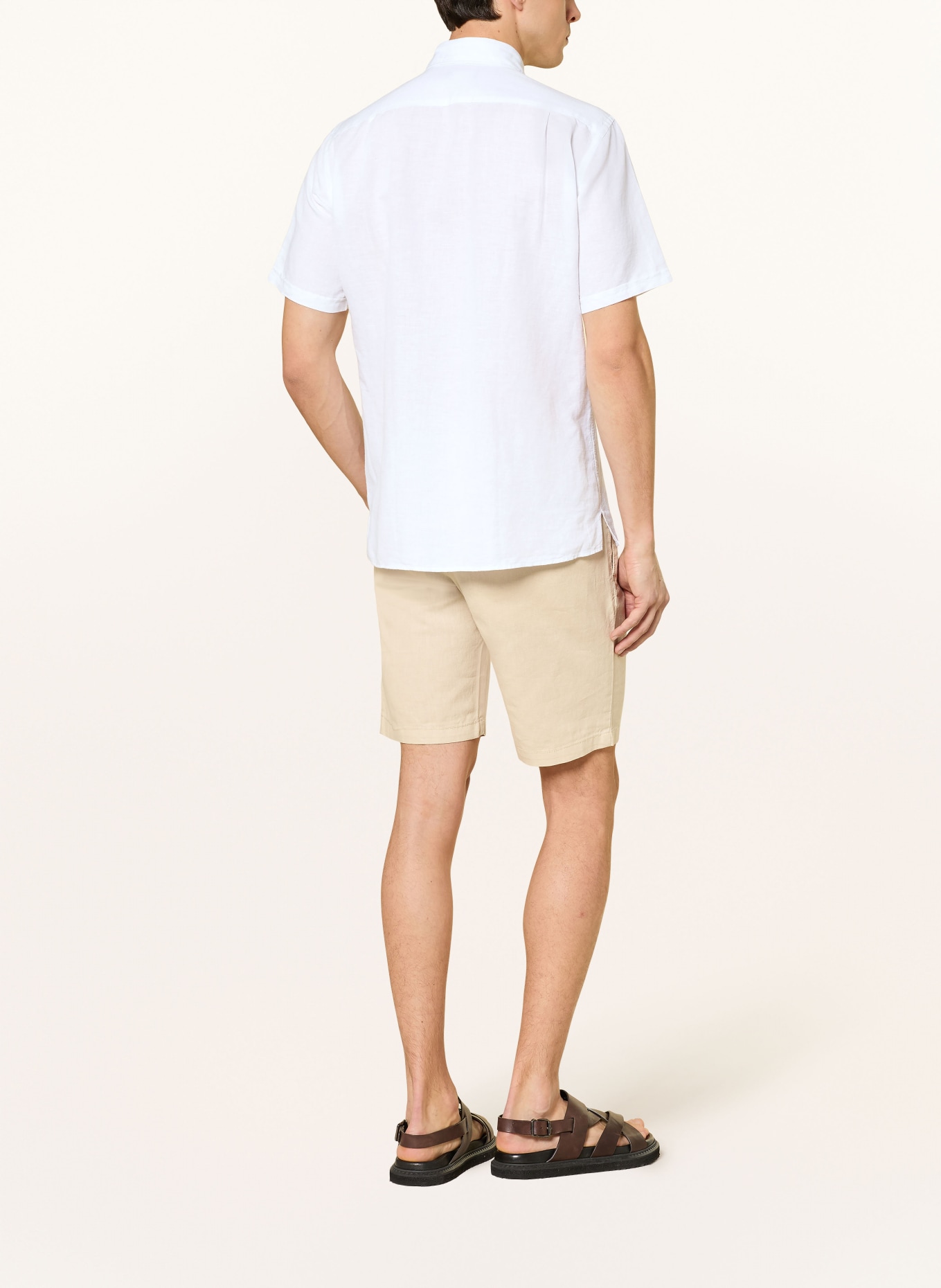 STROKESMAN'S Regular fit shorts with linen: CAMEL