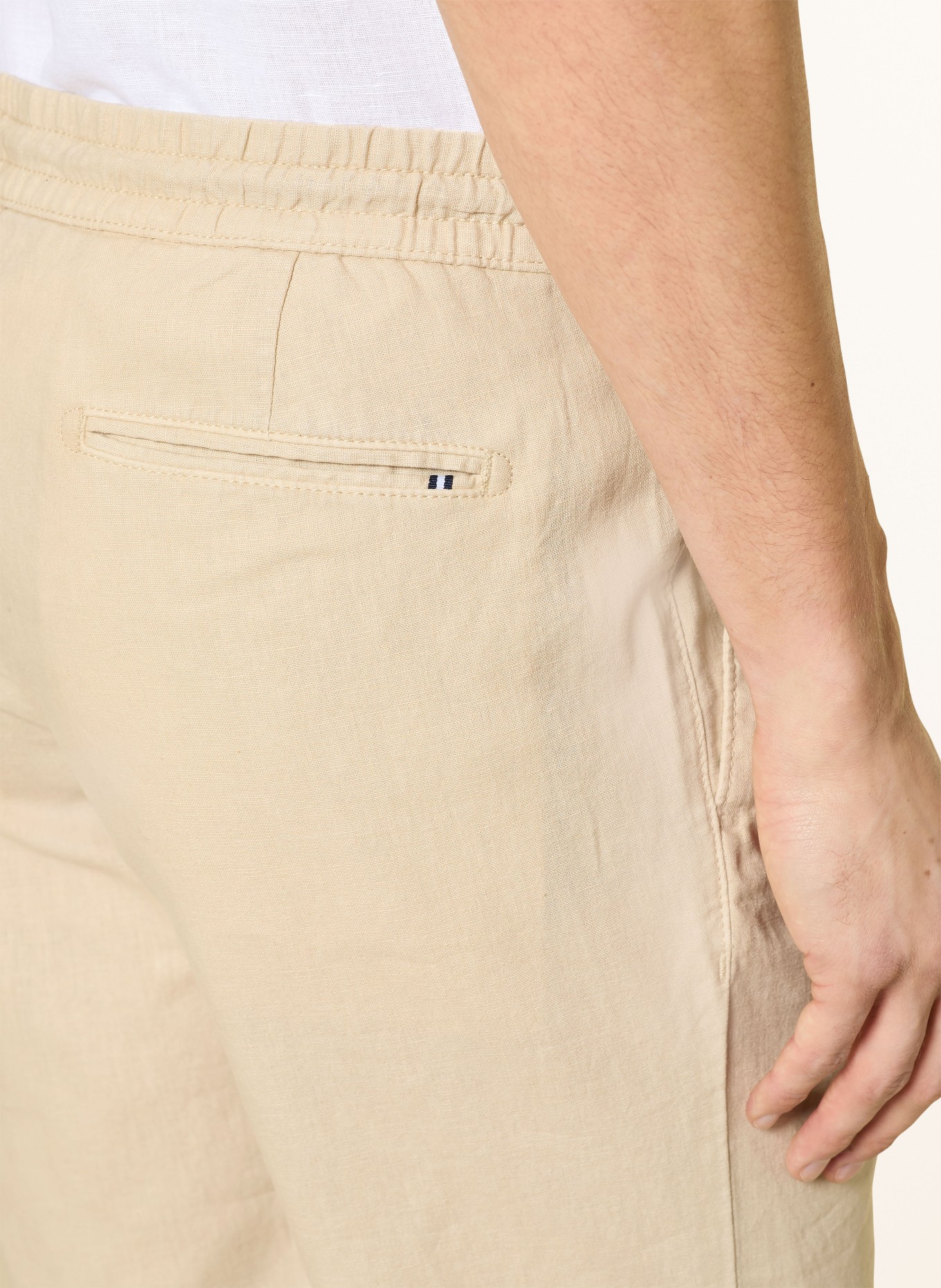 STROKESMAN'S Regular fit shorts with linen: CAMEL