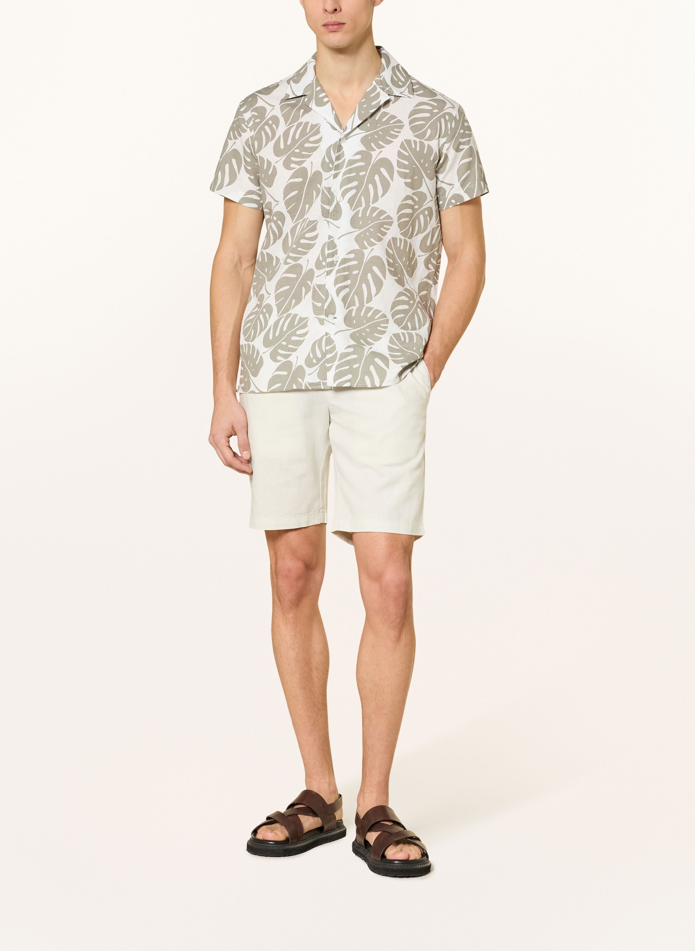 STROKESMAN'S Regular fit shorts with linen: LIGHT GRAY