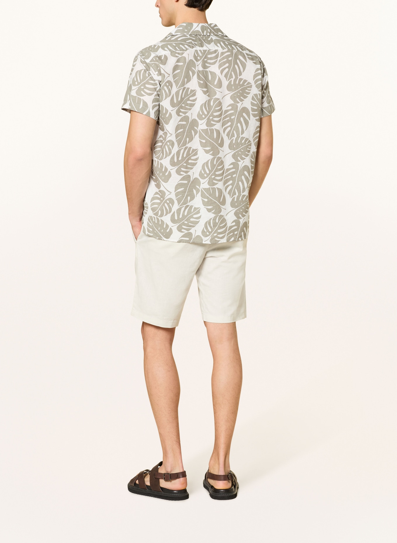 STROKESMAN'S Regular fit shorts with linen: LIGHT GRAY