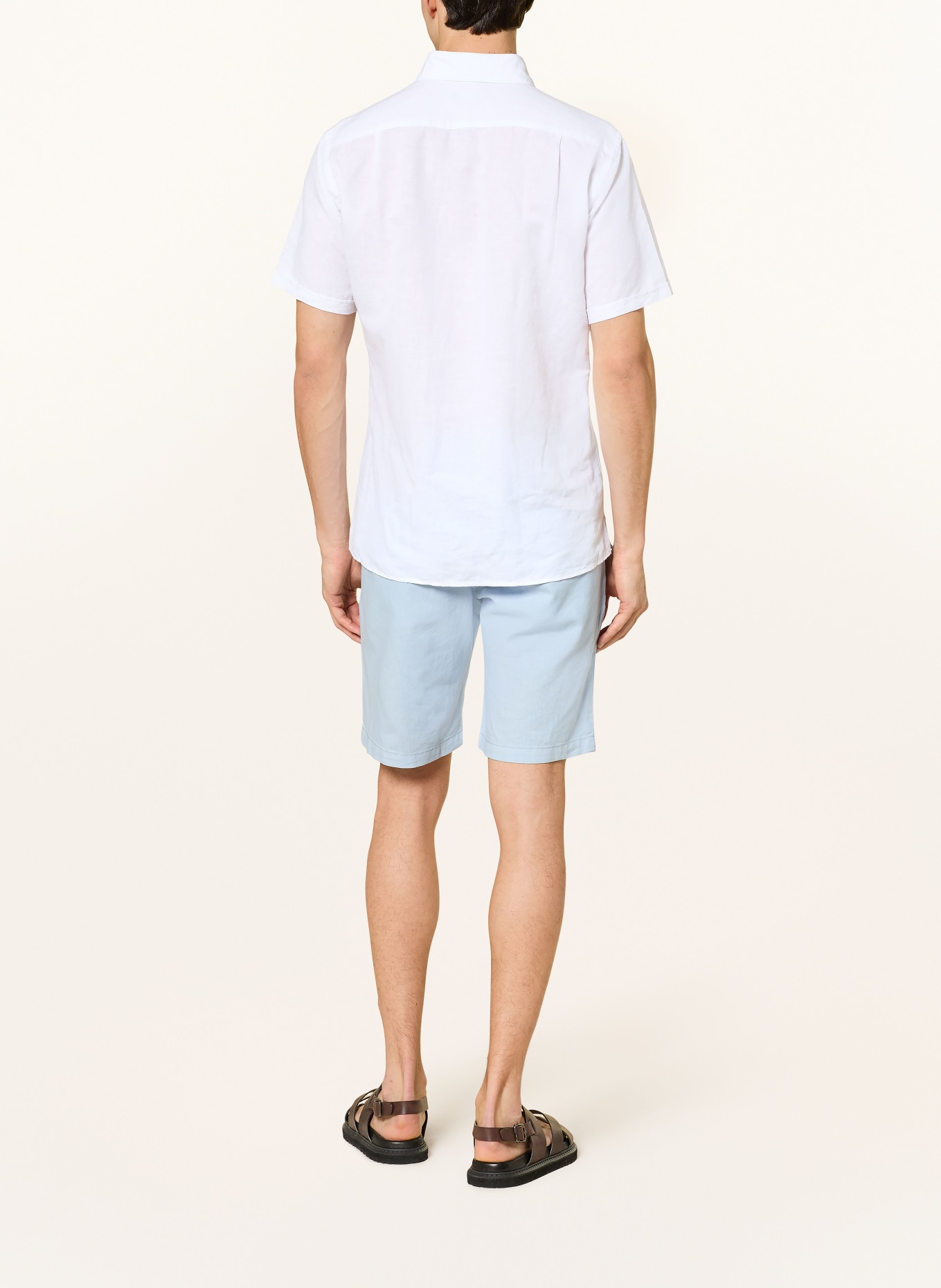 STROKESMAN'S Regular fit shorts with linen: LIGHT BLUE