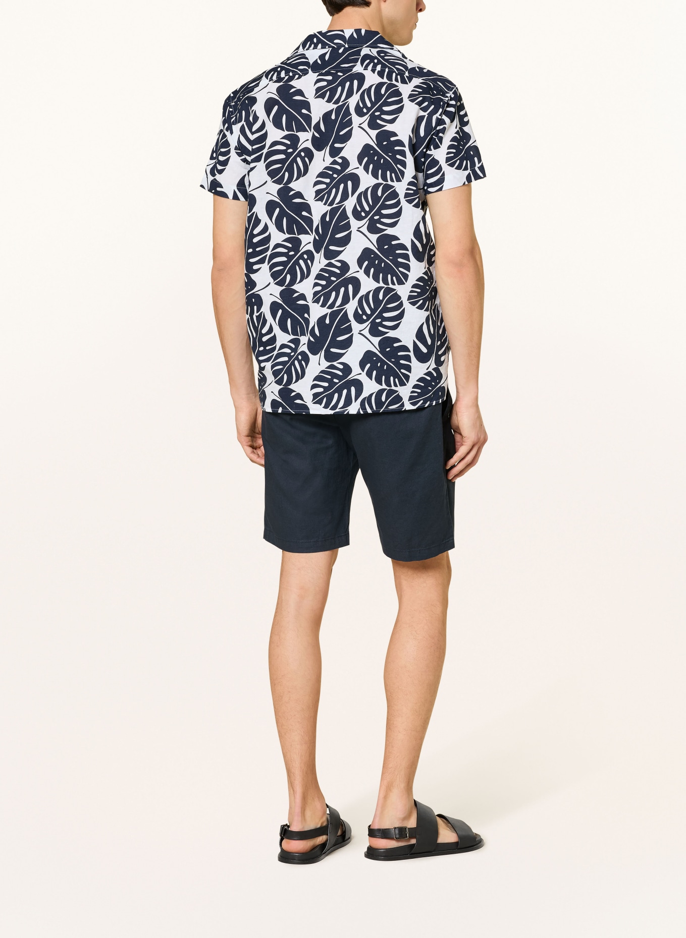 STROKESMAN'S Regular fit shorts with linen: DARK BLUE
