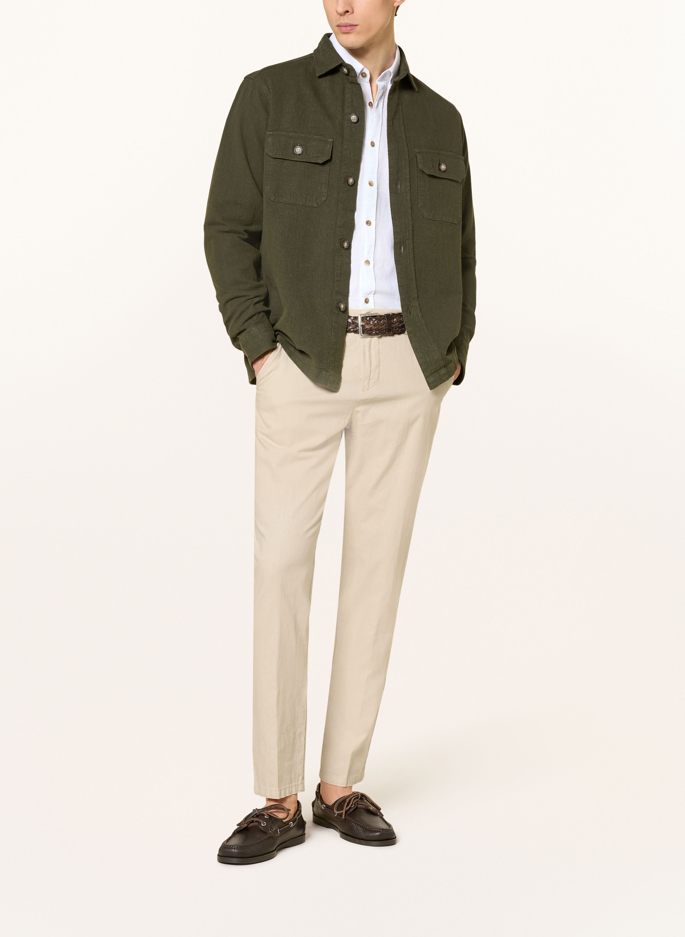 STROKESMAN'S Regular fit chino with linen: BEIGE